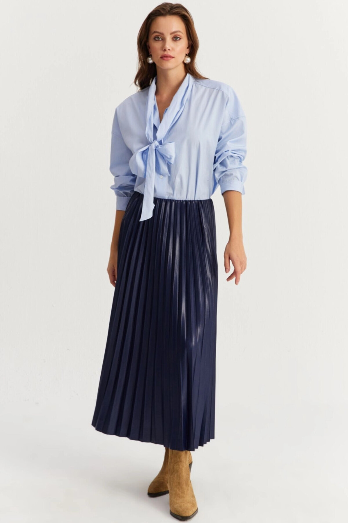 Cool & Sexy-Lilafarbener Faltenrock für Damen mit Gummizug in der Taille GÇ190 1