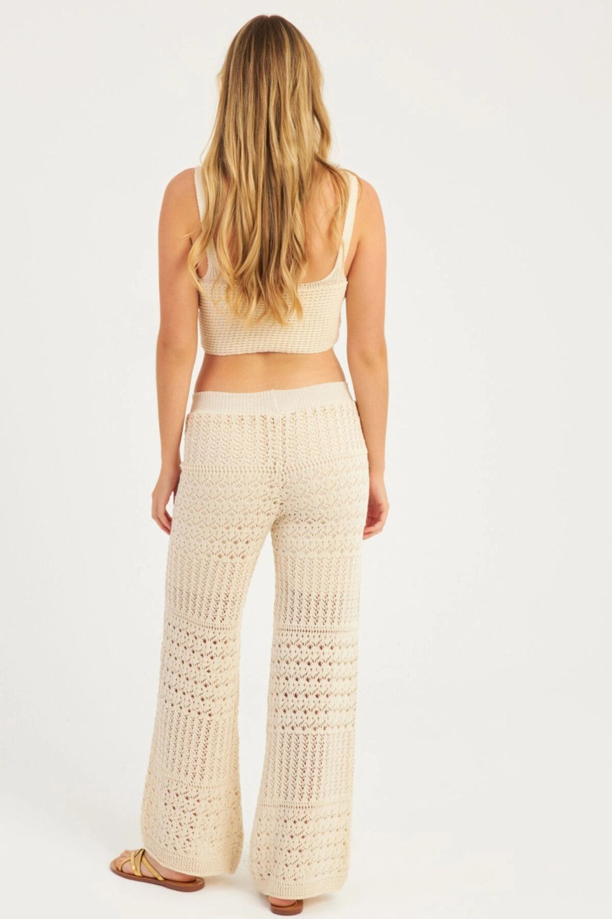 Cool & Sexy-Women's Ecru Curved Knitwear Pants YZ3062 7