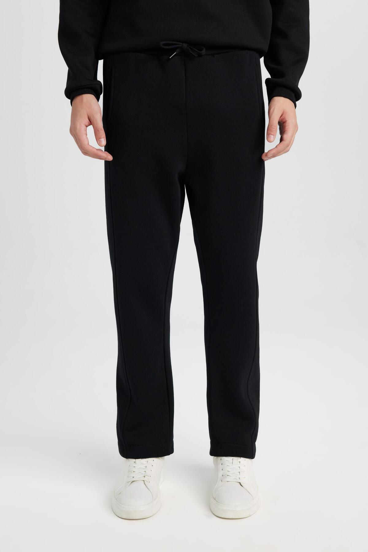 DeFacto-Jogginghose mit normaler Passform, elastischer Taille, Basic, einfarbig, mit Taschen, gerader Beinabschluss D9707AX24AU 3