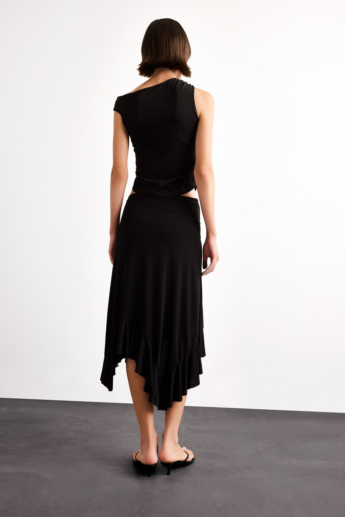 DeFacto-Elastic Waist Asymmetrical Midi Skirt G0386Ax25Sm 7