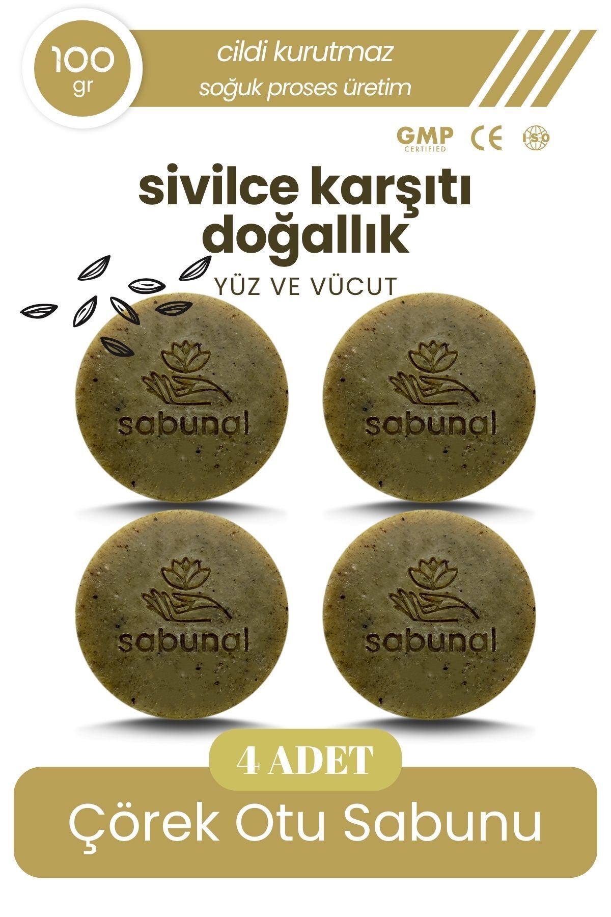 sabunal-Black Cumin Soap 4 Pieces - Natural, Refreshing and Anti-Acne Soap 1