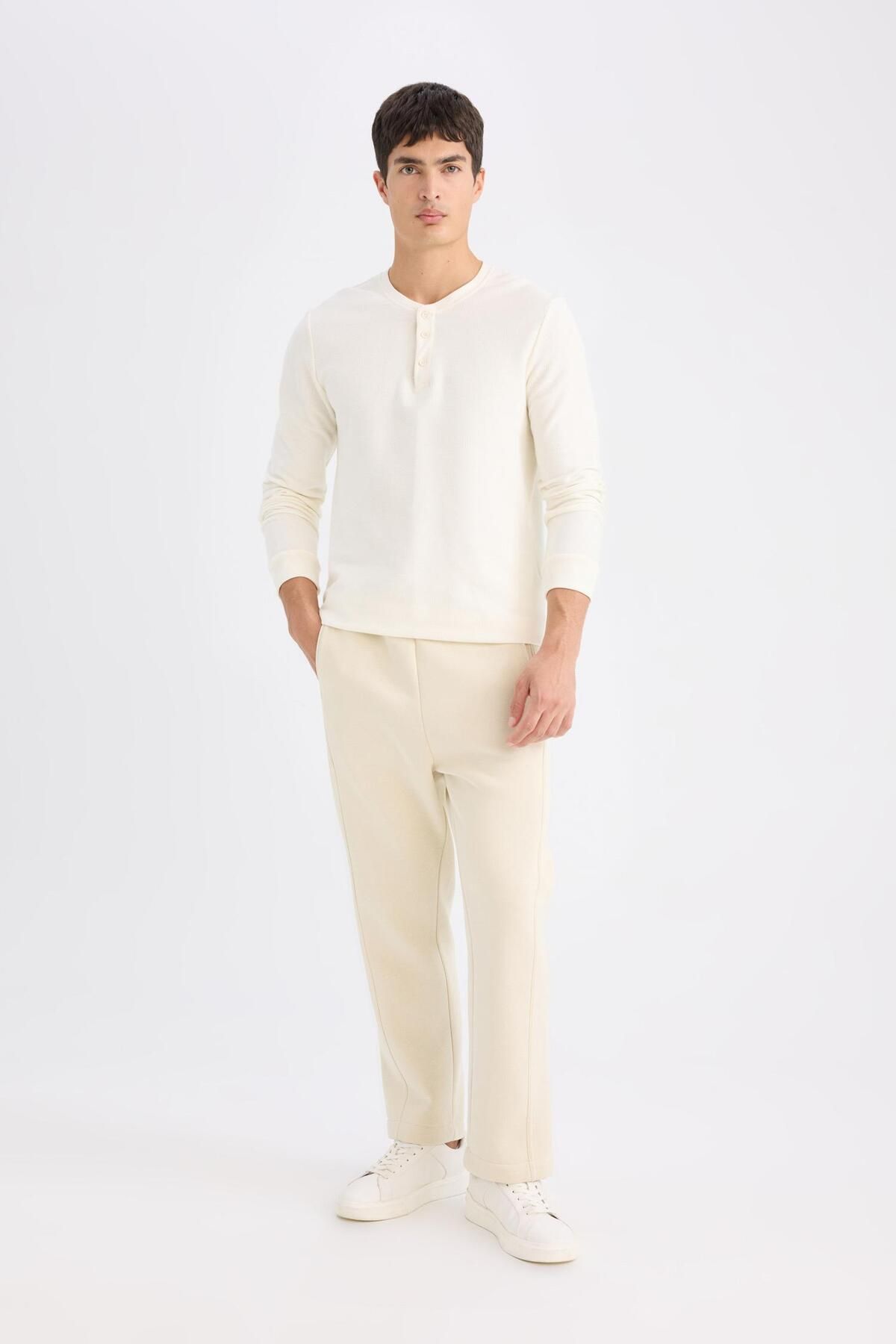 DeFacto-Jogginghose mit normaler Passform, elastischer Taille, Basic, einfarbig, mit Taschen, gerader Beinabschluss D9707AX24AU 1