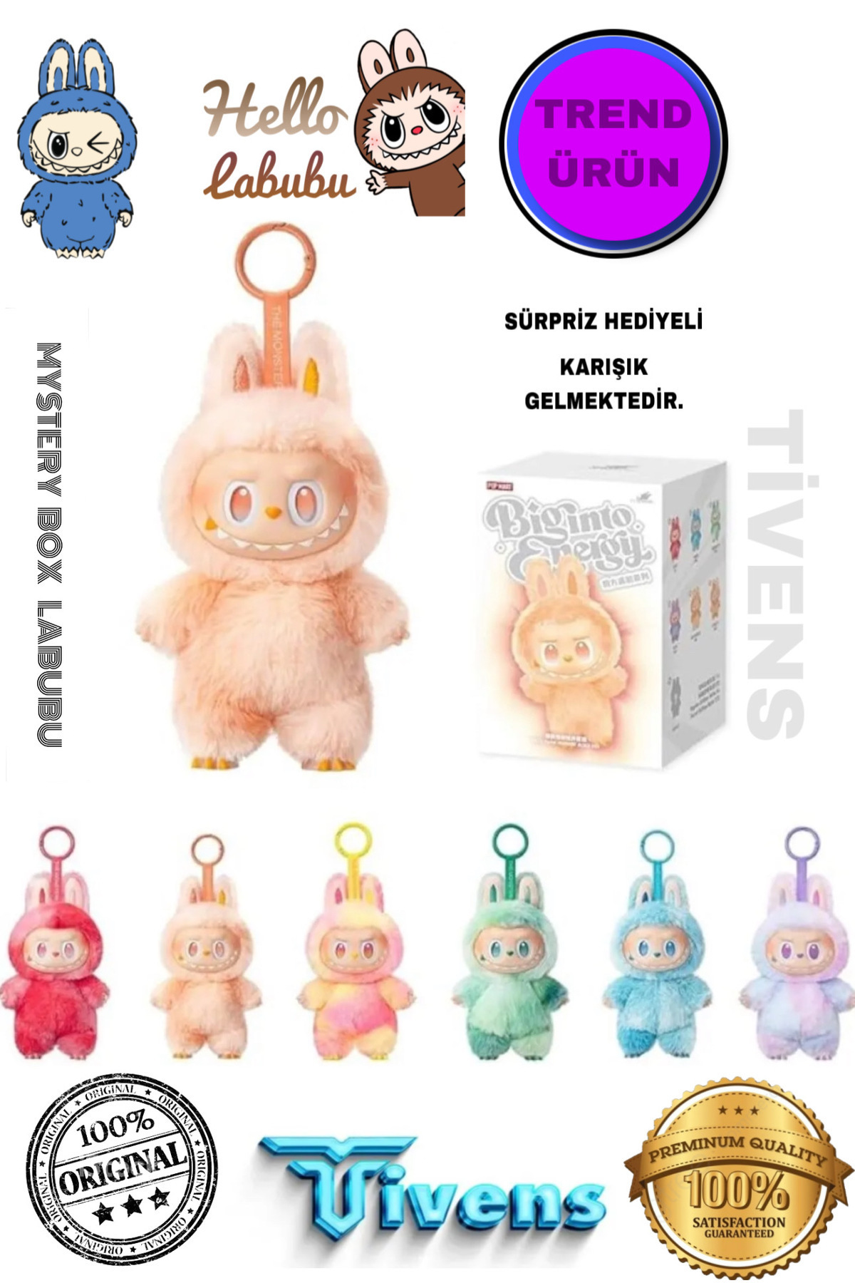 TİVENS Labubu Oyuncak Labubu Peluş Bebek Peluş Oyuncak Labubu Anahtarlık Model Oyuncak Bebek Labubu