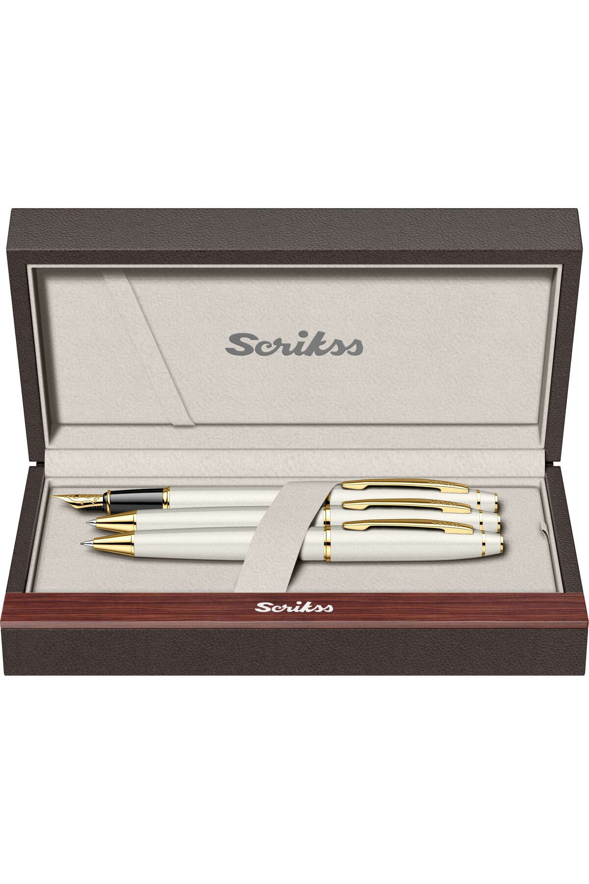 Scrikss WizDesign 35 DOLMA KALEM + TÜKENMEZKALEM + VERSATİL SET BEYAZ ALTIN (GARANTİLİ-KUTULU-KİŞİYE ÖZEL)