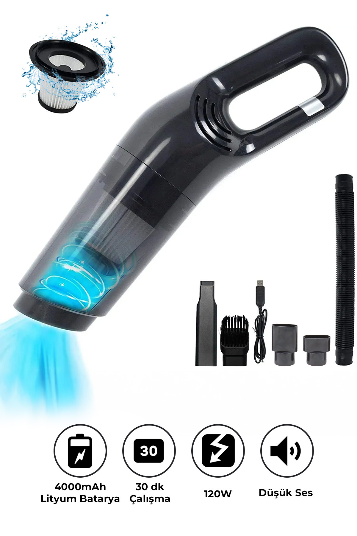 DEMPOWER Portatif Şarjlı Mini El Süpürgesi