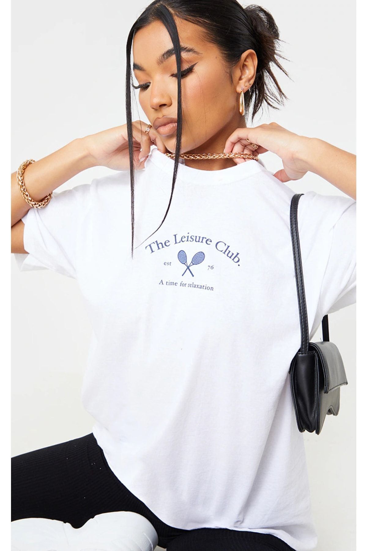 CLAYES-Tricou alb Oversize Tennis Club - Imprimat Oversize 1