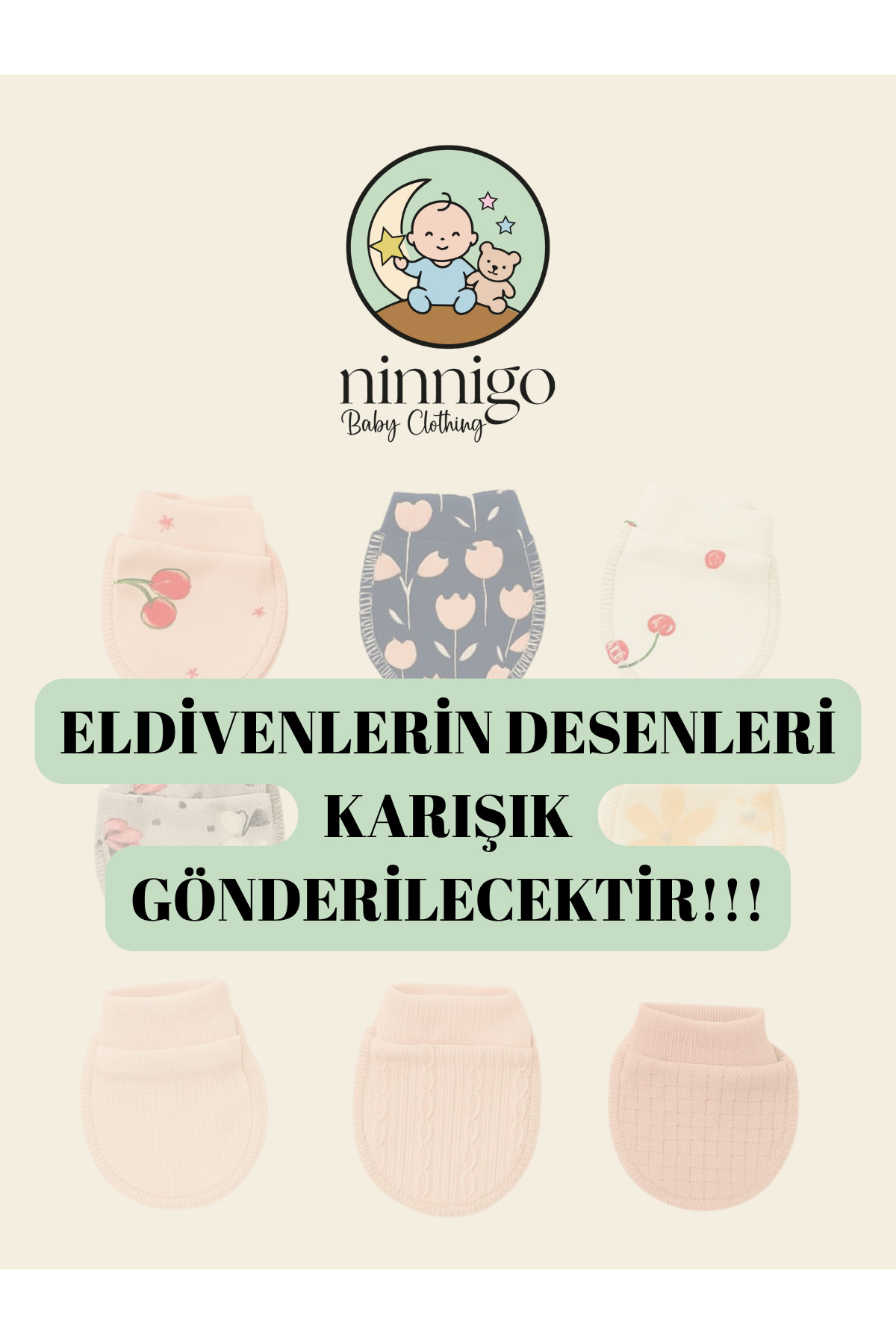 ninnigo Kız Bebek Yenidoğan Penye %100 Organik Pamuklu Bebek Eldiveni 6 Çift Set fotoğrafı 3 (önizleme)