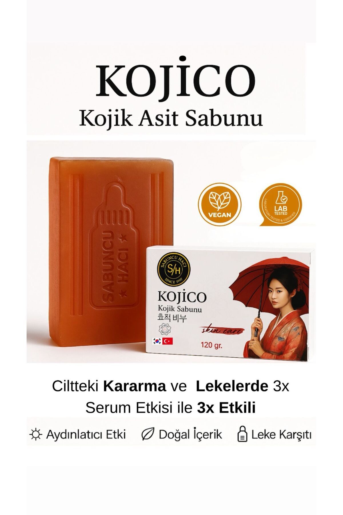 Sabuncu Hacı Kojic Asit Sabunu, Zerdeçal Ve Kojik Asit Etkisi Ile Leke Karşitı Kojik Asit Sabunu 120 gr