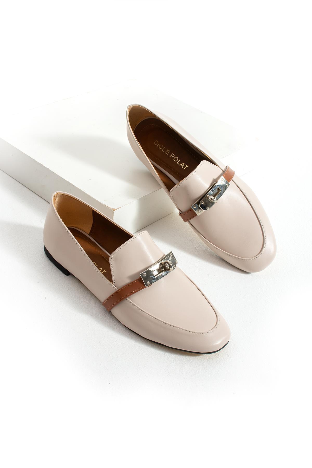 Kadın Loafer Tokalı Günlük Ayakkabı Loriza Bej