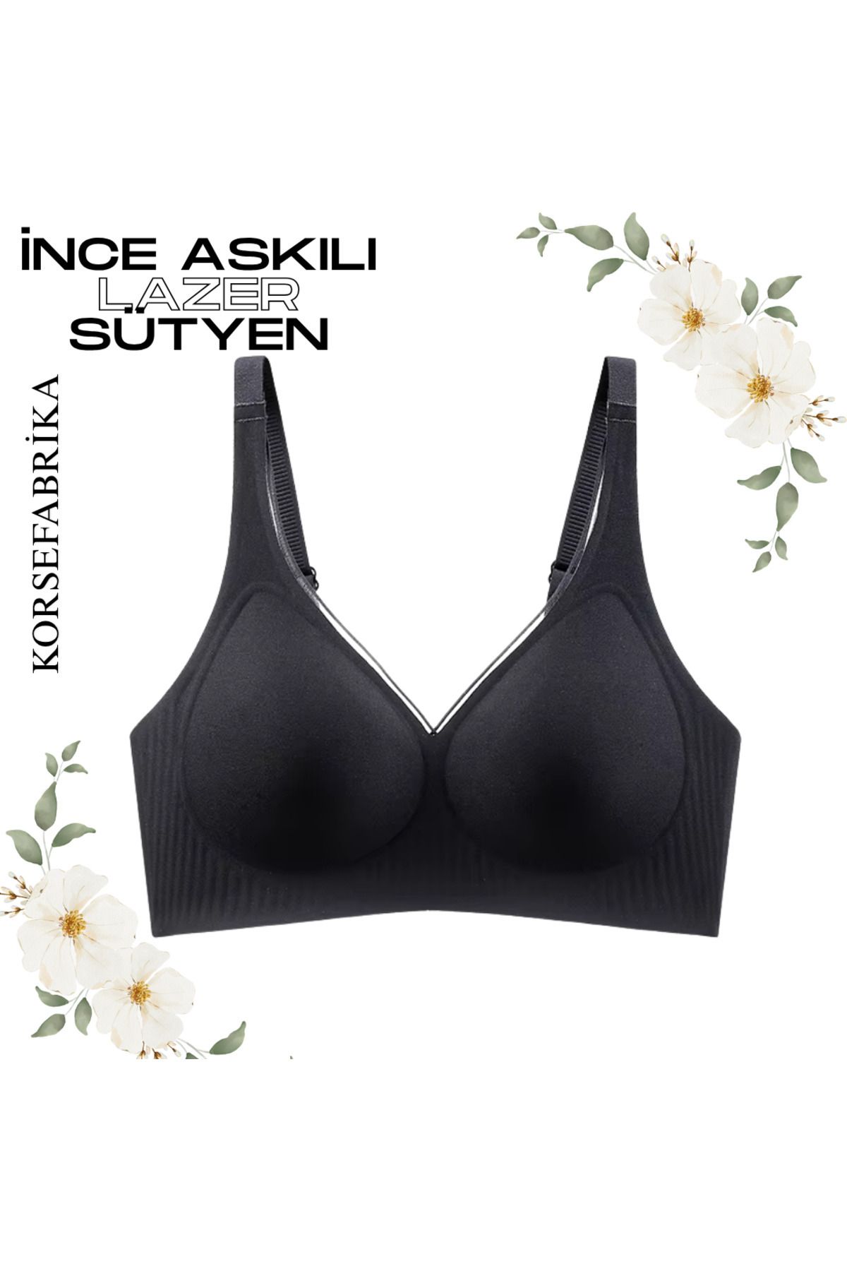 korsefabrika trend mood store-Thin Straps Laser Cut Pads - Invisible - No Trace - No Balens Collecting Push up Seamless Bra 2