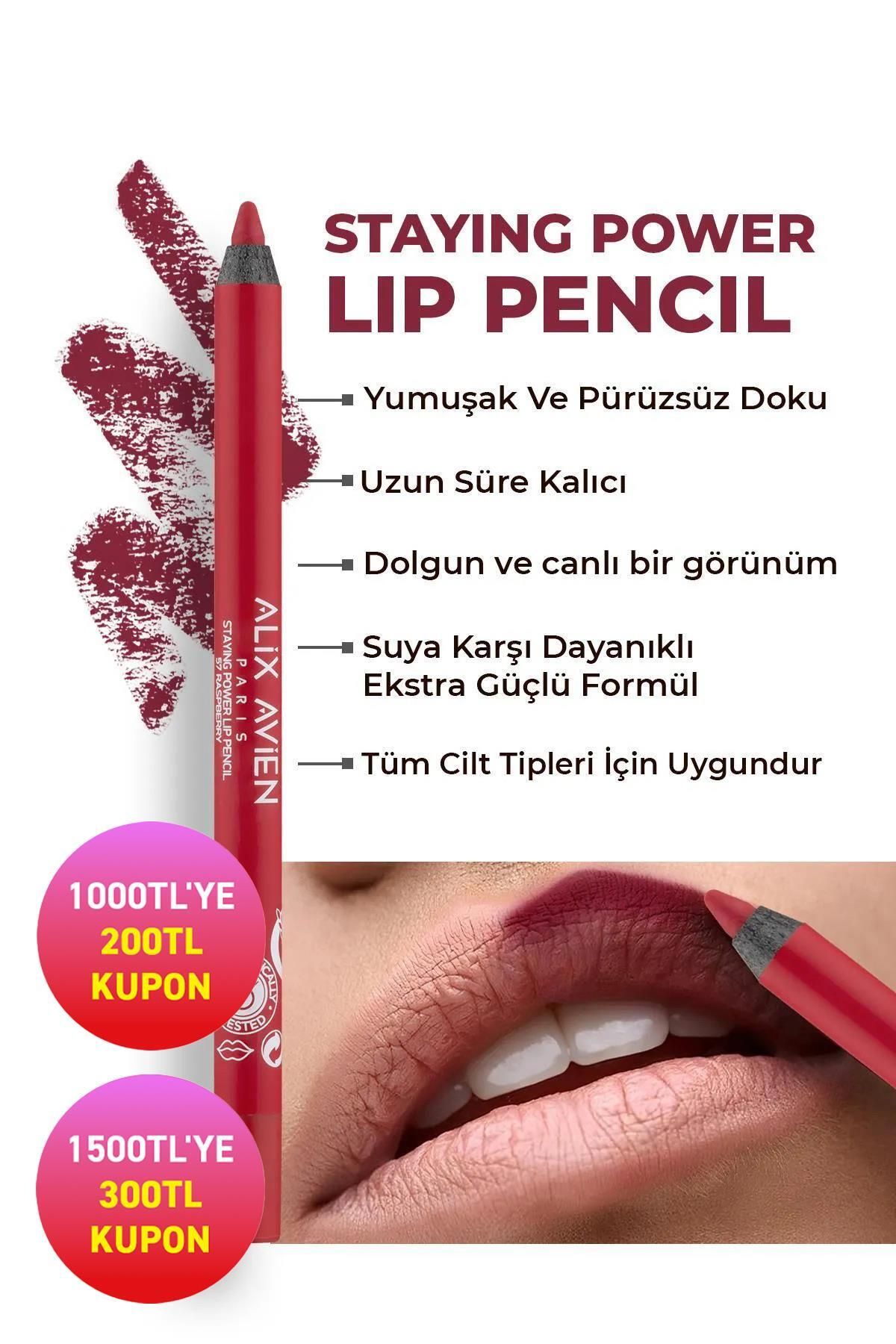 Alix Avien-Long Lasting Soft Lip Liner - Waterproof, Raspberry 57 Lip Pencil 1