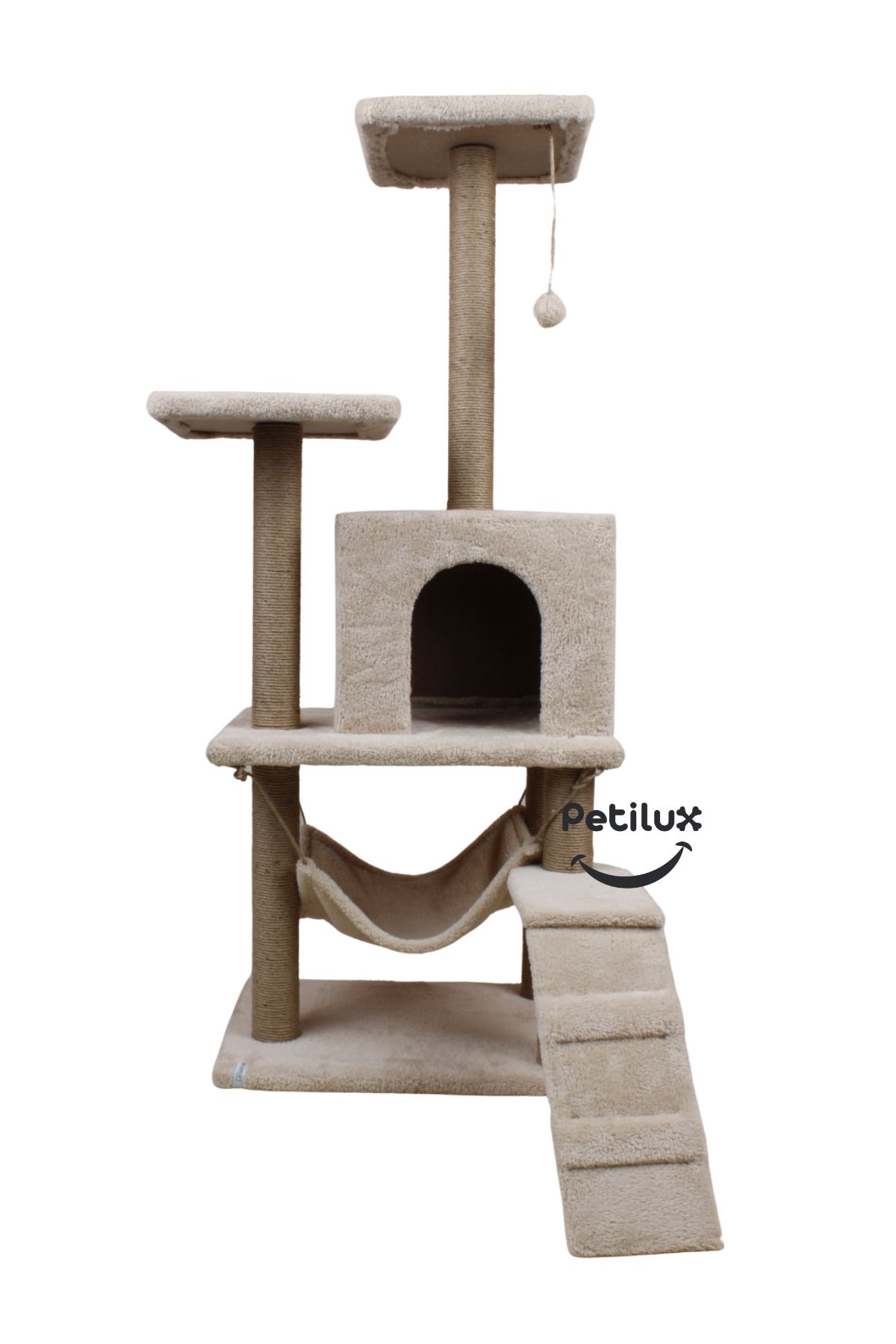 Petilux-Multi-Purpose Multi-Tier Cat Play & Activity House with Rest Hammock Nest Scratching Post 2