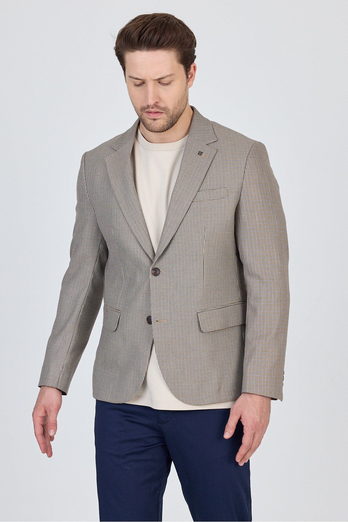 Frappoli-Martinelli Men's Mink Small Pattern Polyester Fabric Sports Blazer Jacket 2