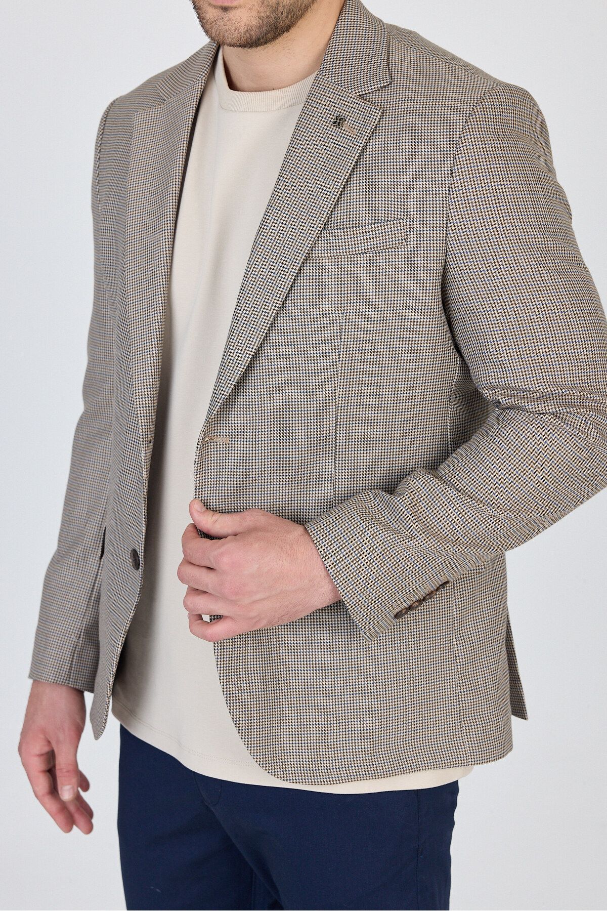 Frappoli-Martinelli Men's Mink Small Pattern Polyester Fabric Sports Blazer Jacket 3
