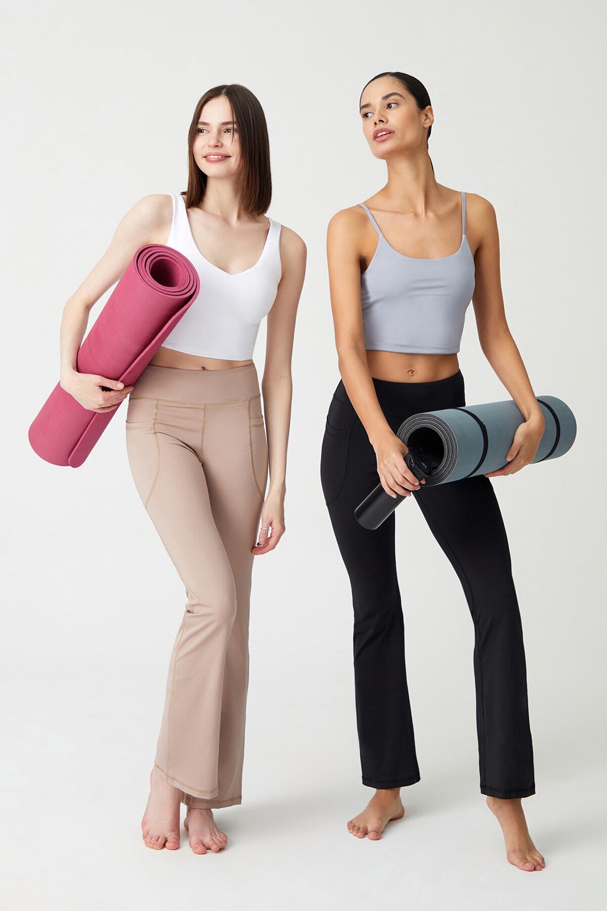 Los Ojos-Beigefarbene, glättende Bootcut-Strumpfhose mit hoher Taille und ausgestelltem Bein und doppelter Tasche 6