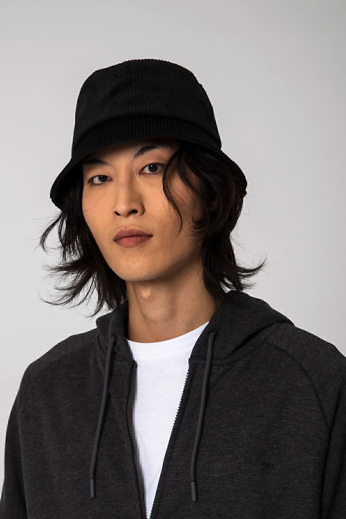 Nordbron-Unisex Black 100% Cotton Patterned Velvet Bucket Hat Leather Label Detailed Bucket Belluno Daily 2