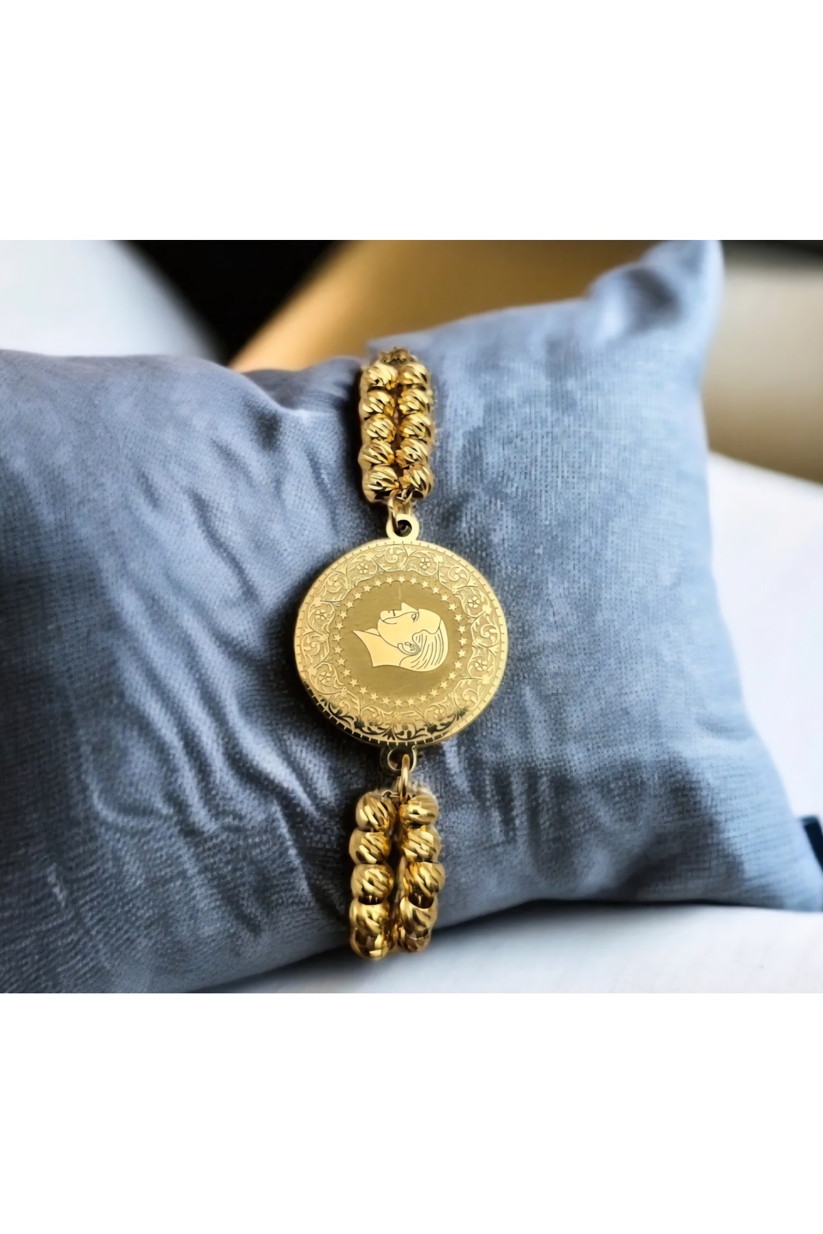 Meyra Accessories-Women's 316 L Steel Tarnish Antiallergic Patterned Gold Patterned Steel Bracelet Stainless a Quality 2