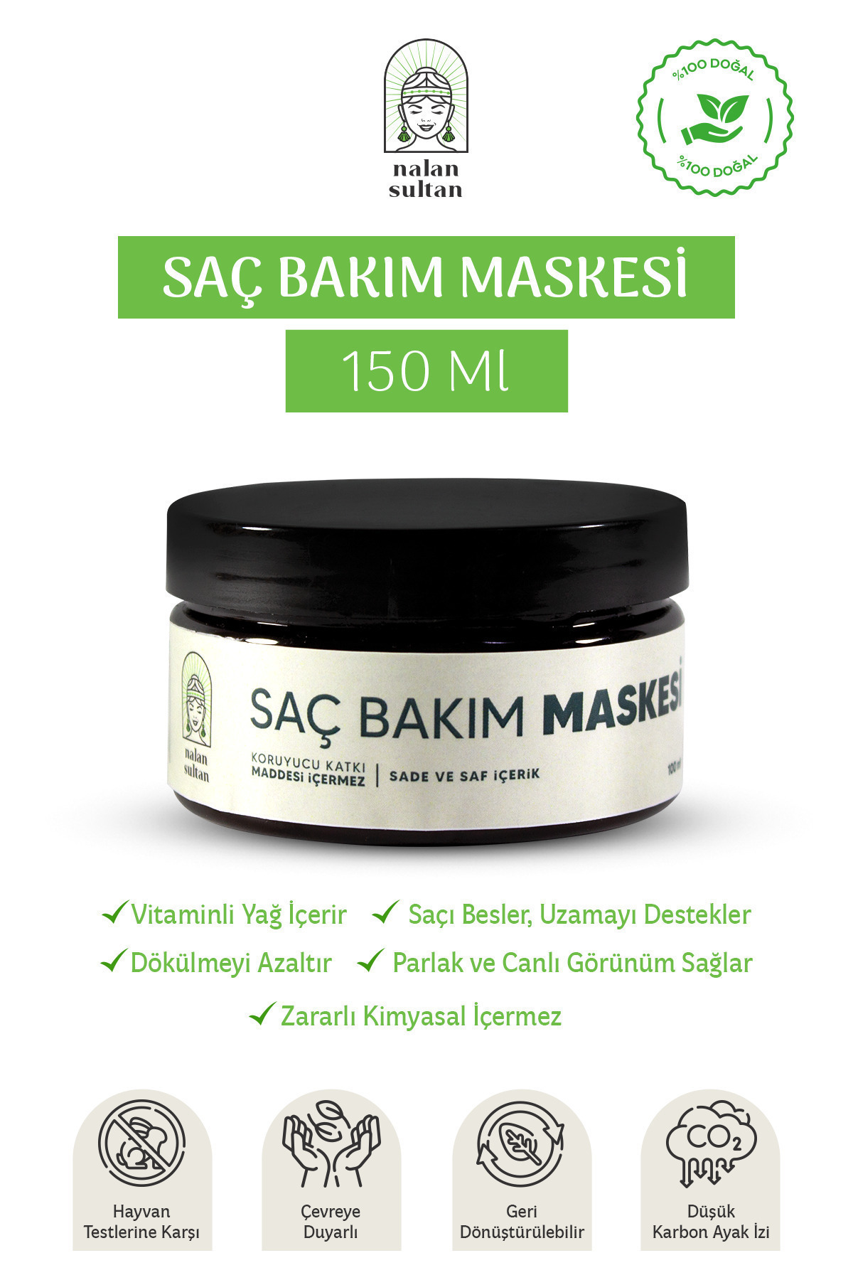 NALAN SULTAN Badem Yağlı Saç Bakım Maskesi | Hiçbir Kimyasal Yok, %100 Bitkisel İçerik (150 ml) — 40A