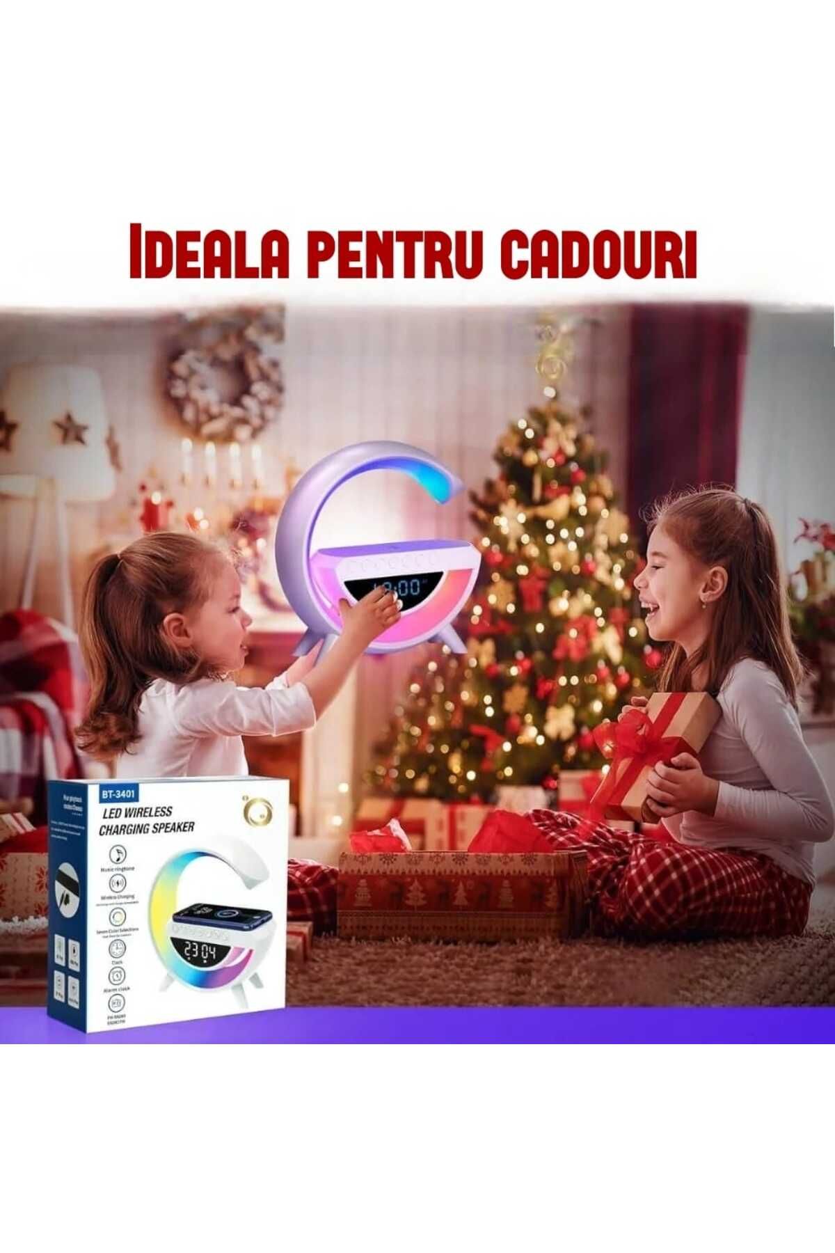DIGIMAT STORE-Multifunctional Digital Smart Clock 6 in 1, incarcare, Bluetooth, veghe, alarma, Boxa, LED RGB 4