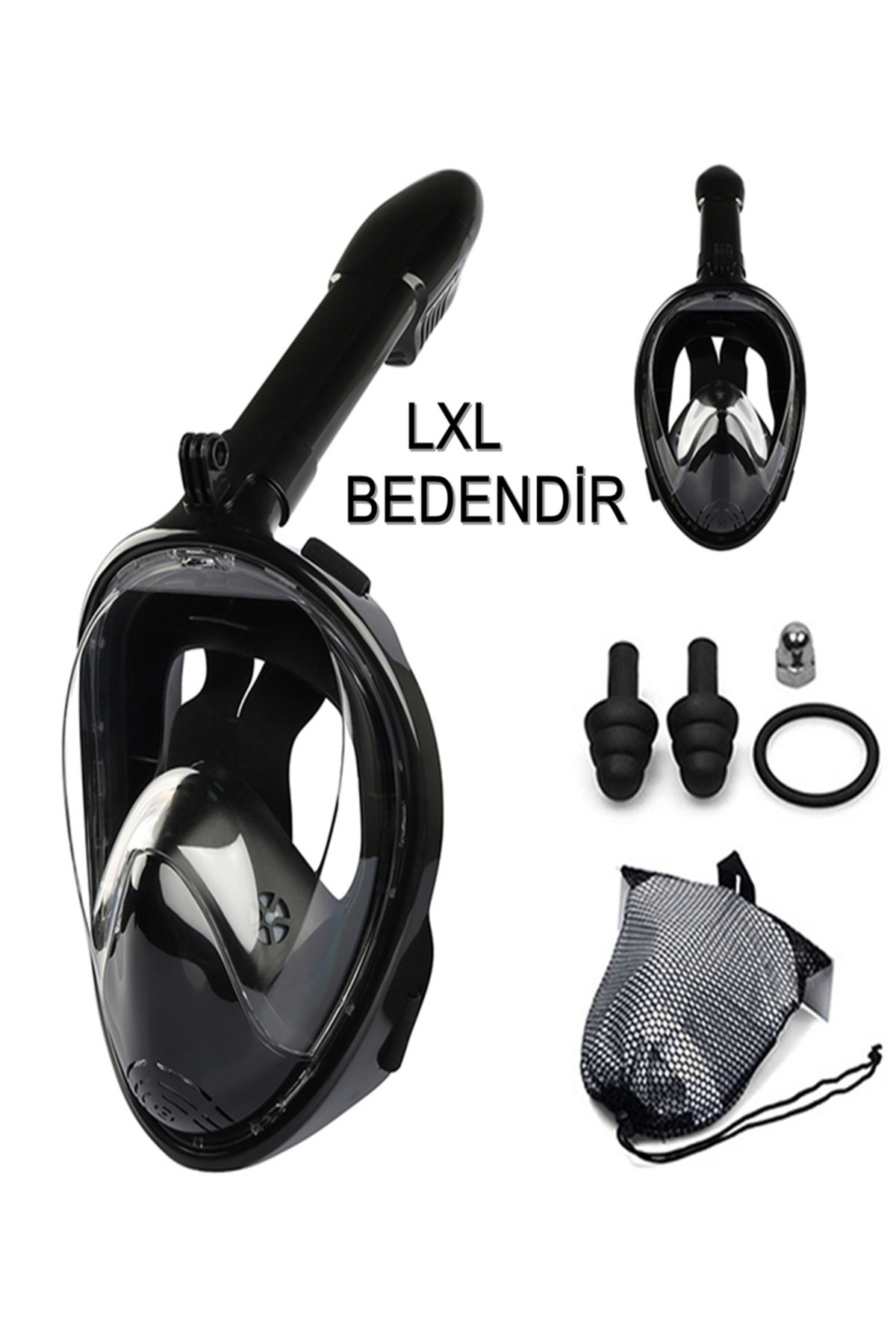 Havana L/xl Siyah Tam Yüz Dalış Maskesi Slikon Şnorkel Full Face Buğu Önleyici Ve Sızıntı Önleyici