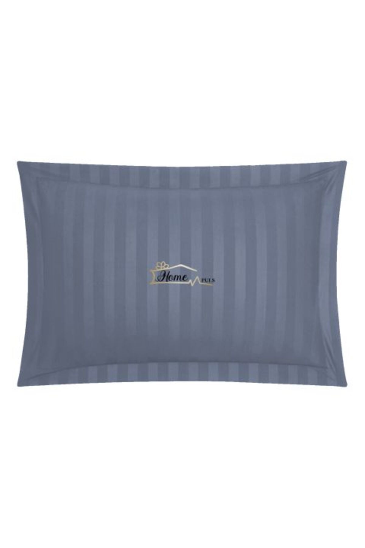 HomePuls-Pillowcase Damask 100% Cotton Stripe 1 cm, 50 x 70 cm with Edge Hem 3.5 cm, Anthracite Gray 2