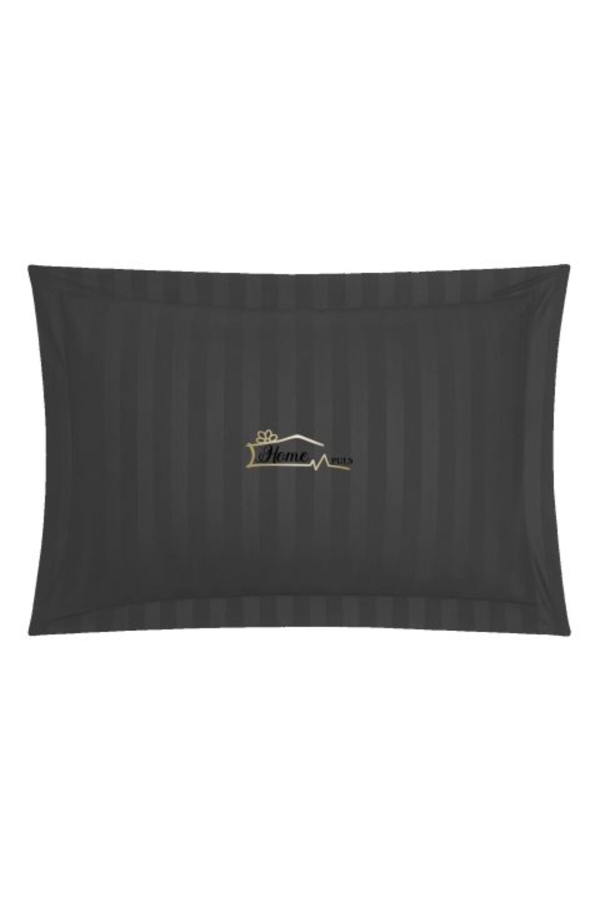 HomePuls-Damask Cotton Pillowcase 100% with 1 cm stripe, 50 x 70 cm and 3.5 cm bordered hem, Black 2