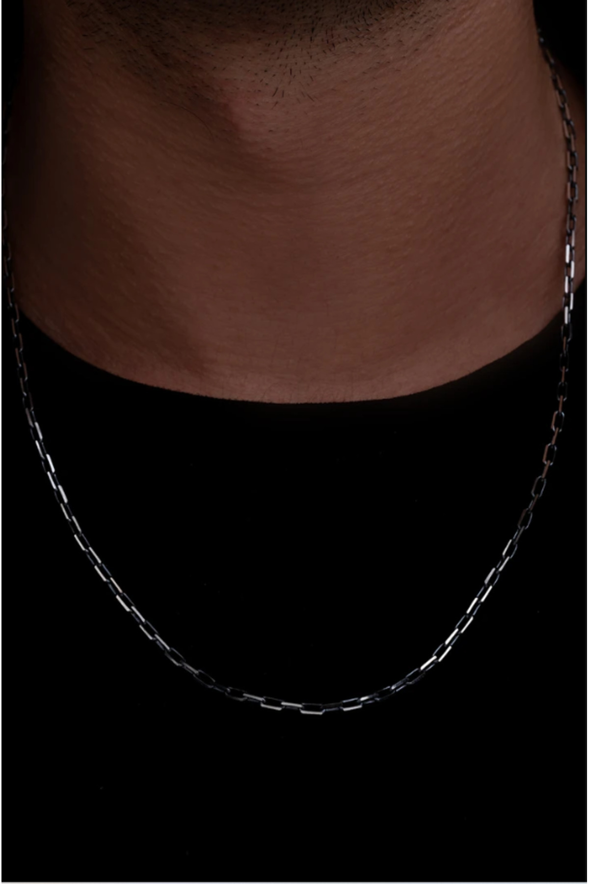 vogutima Erkek Gümüş Kolye - 3mm 925 Ayar Oksitli Forse Zincir Erkek Gümüş Kolye