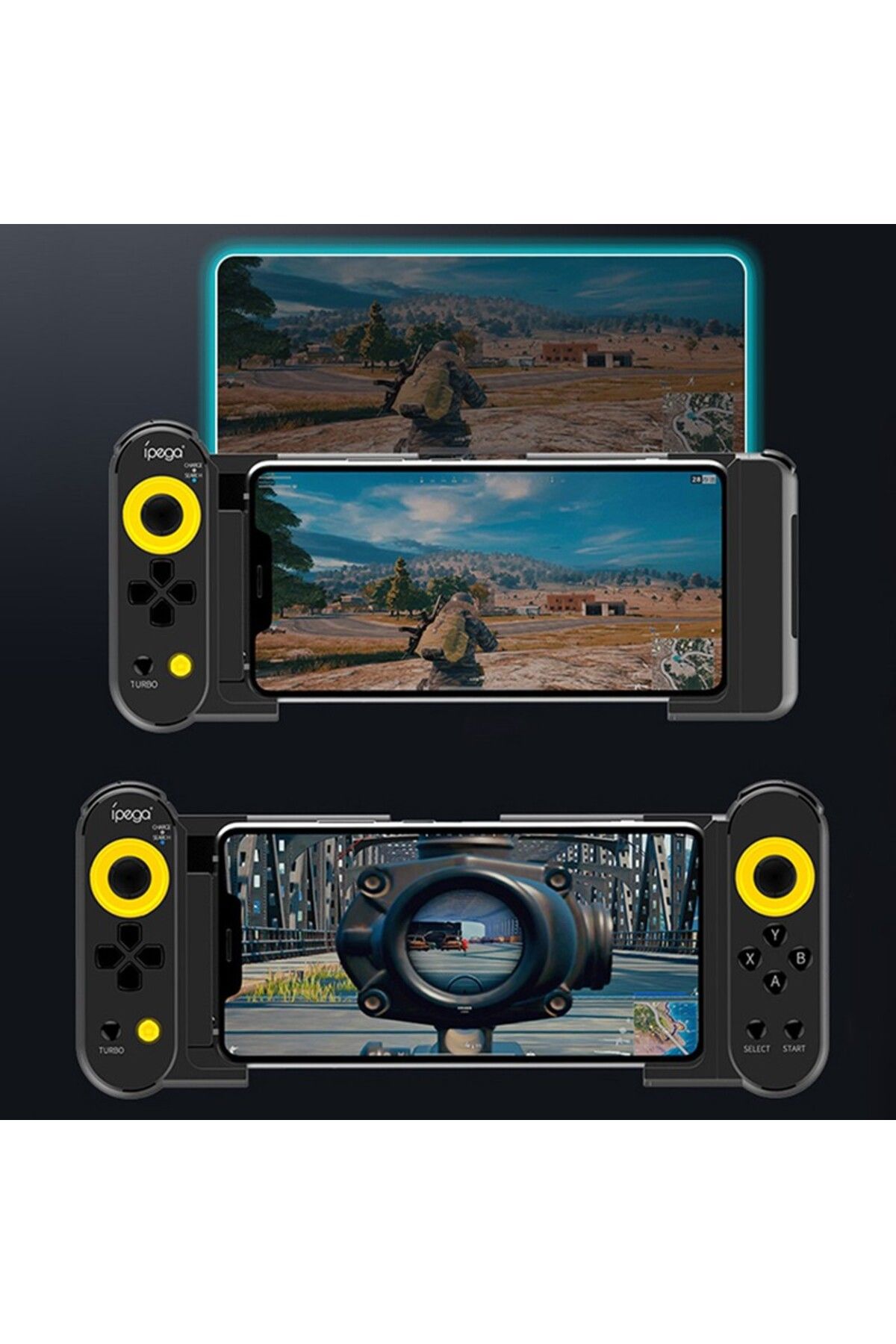 ipega-Dual Thorn bluetooth gamepad, Turbo function, 5.5-10 inch telescopic stand, iOS, Android, 7