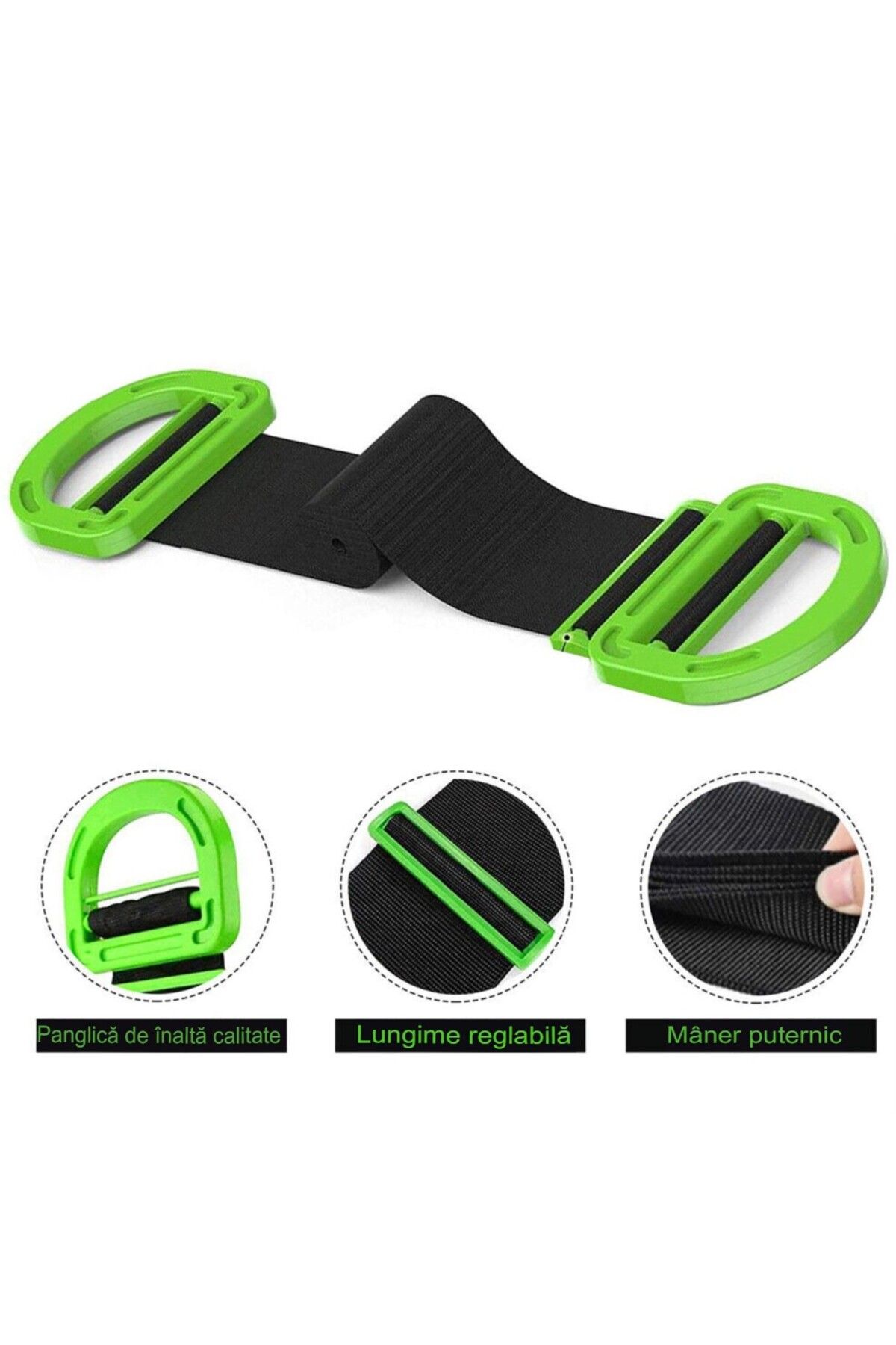 Flippy-Elastic Strap, Flippy, Maximum Length 1.7 m, Support 100 kg, Black/Green 5
