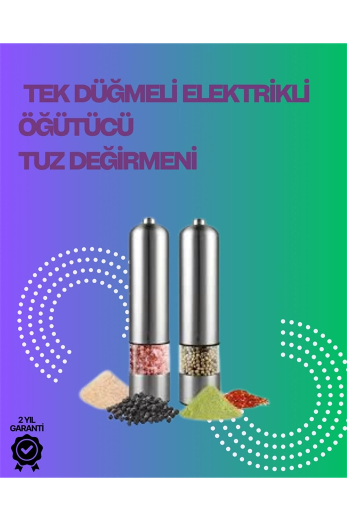 CannStore Paslanmaz Çelik Otomatik Baharat Öğütücü Pille Çalışan Tek Tuşlu Kullanım