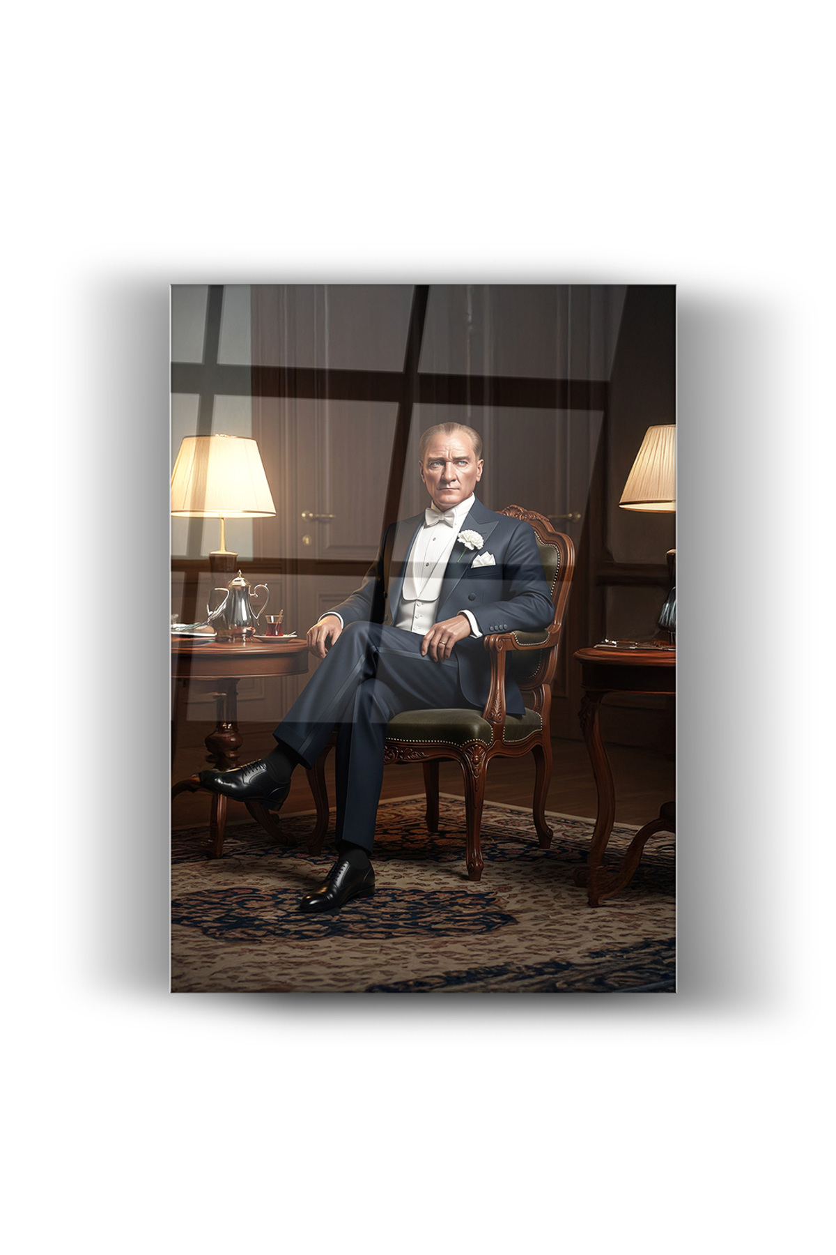Mustafa Kemal Atatürk Cam Tablo / Ev & Ofis Dekorasyonu / Dekoratif / Sanatsal / Kültür / İnsan