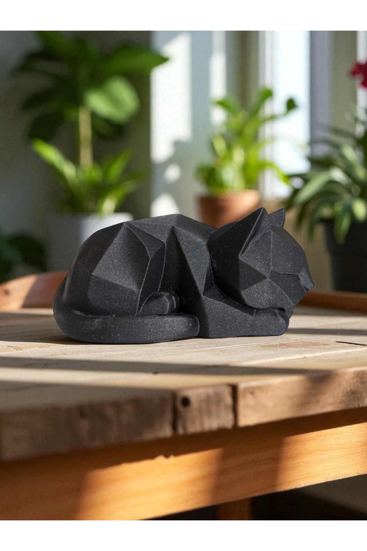 لطيف منخفض بولي في انتظار القط الشكل | تمثال قطة بسيط وأشياء تزيين المنزل