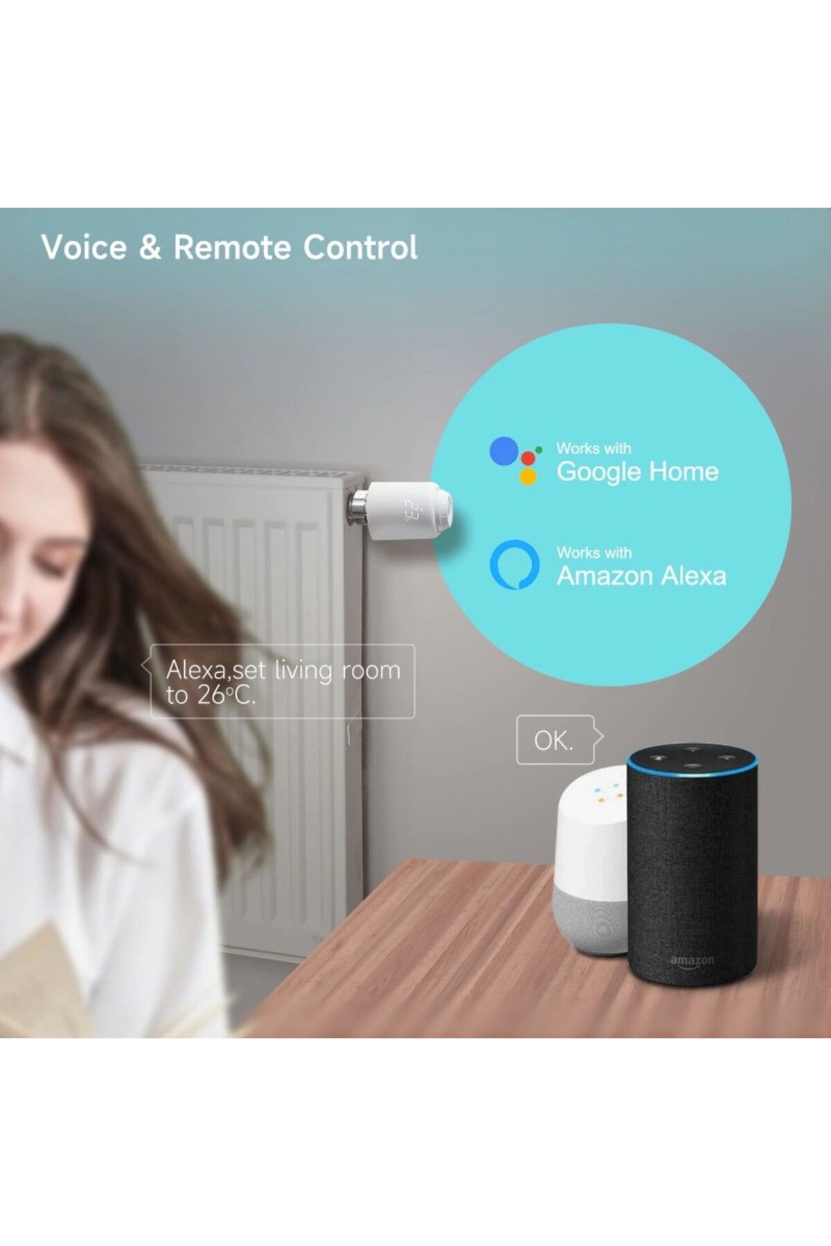 BeOk-Termostat inteligent pentru radiator, Zigbee, programabil, control vocal Google Assistant, Alexa 5