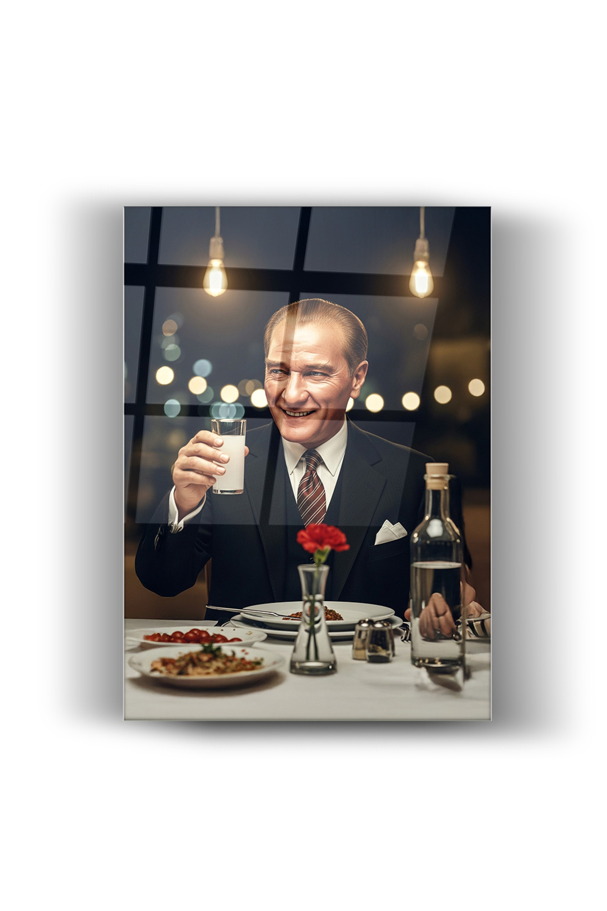 Mustafa Kemal Atatürk Cam Tablo / Ev & Ofis Dekorasyonu / Dekoratif / Sanatsal / Kültür / İnsan