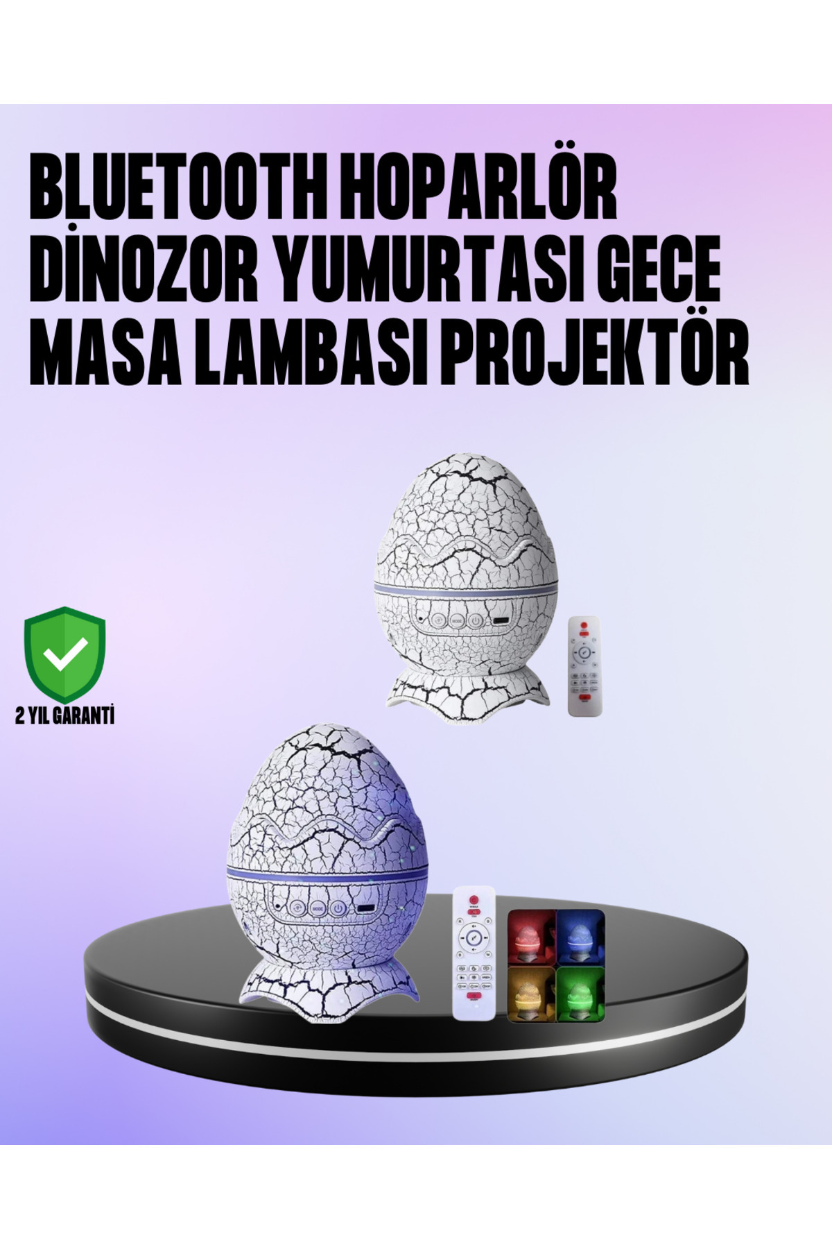 FREEDOM STOREE Dinozor Yumurtası Galaksi Projektör Gece Lambası 4'Ü 1 Arada – Bluetooth Hoparlörlü