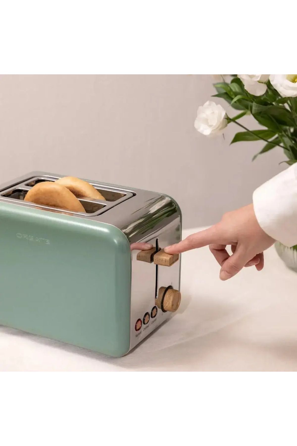 Create-Toaster, CREATE, Retro, 2 slices, sage 3