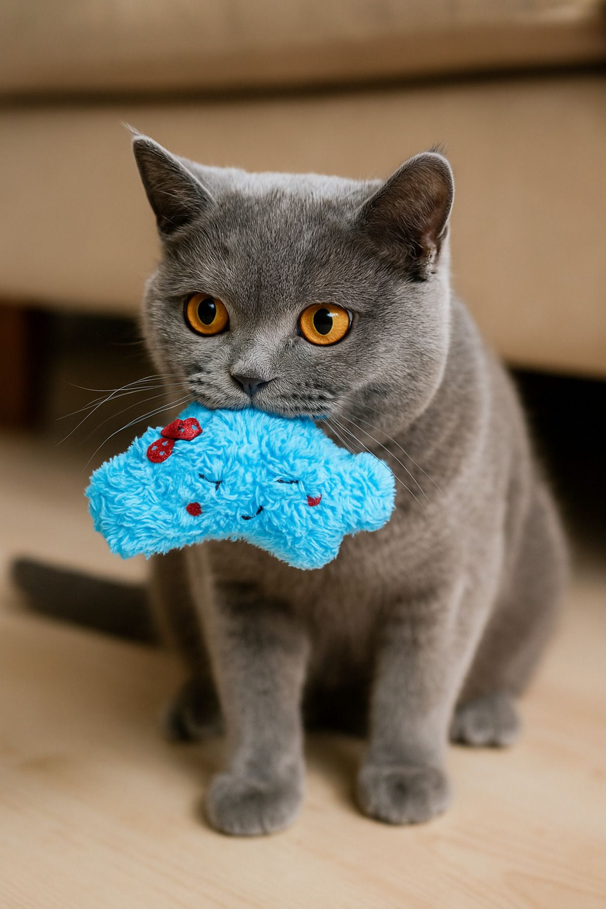 Lazy Paws-Cat Toycatnip and Bell Interactive,Stress Reliever, Relaxing Playmate - Blue Cloud 5