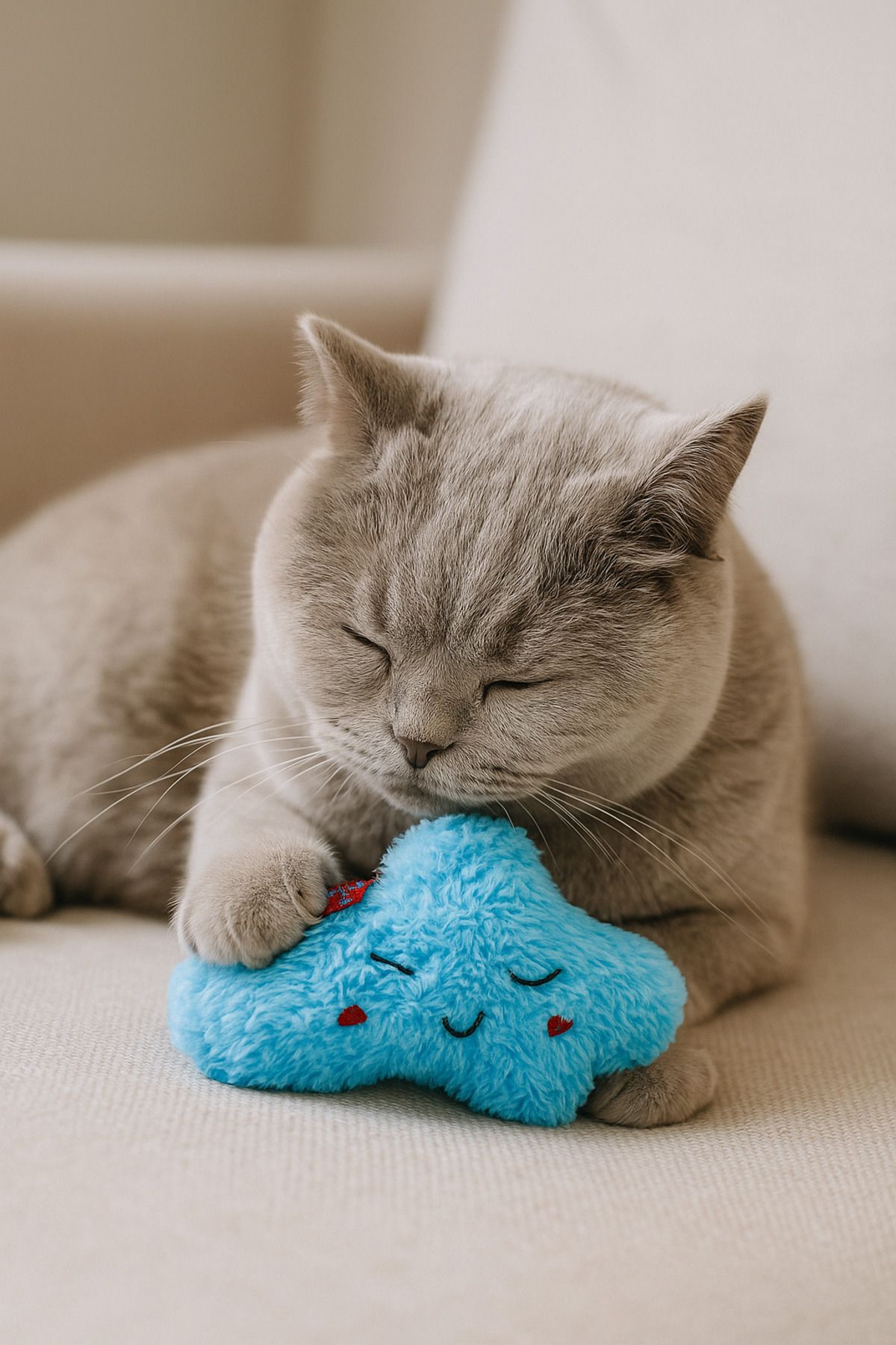Lazy Paws-Cat Toycatnip and Bell Interactive,Stress Reliever, Relaxing Playmate - Blue Cloud 4
