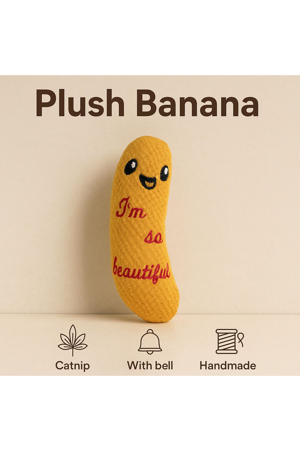 Lazy Paws-Cat Toycatnip and Bell Interactive,Stress Reducing, Relaxing Playmate - Banana 2