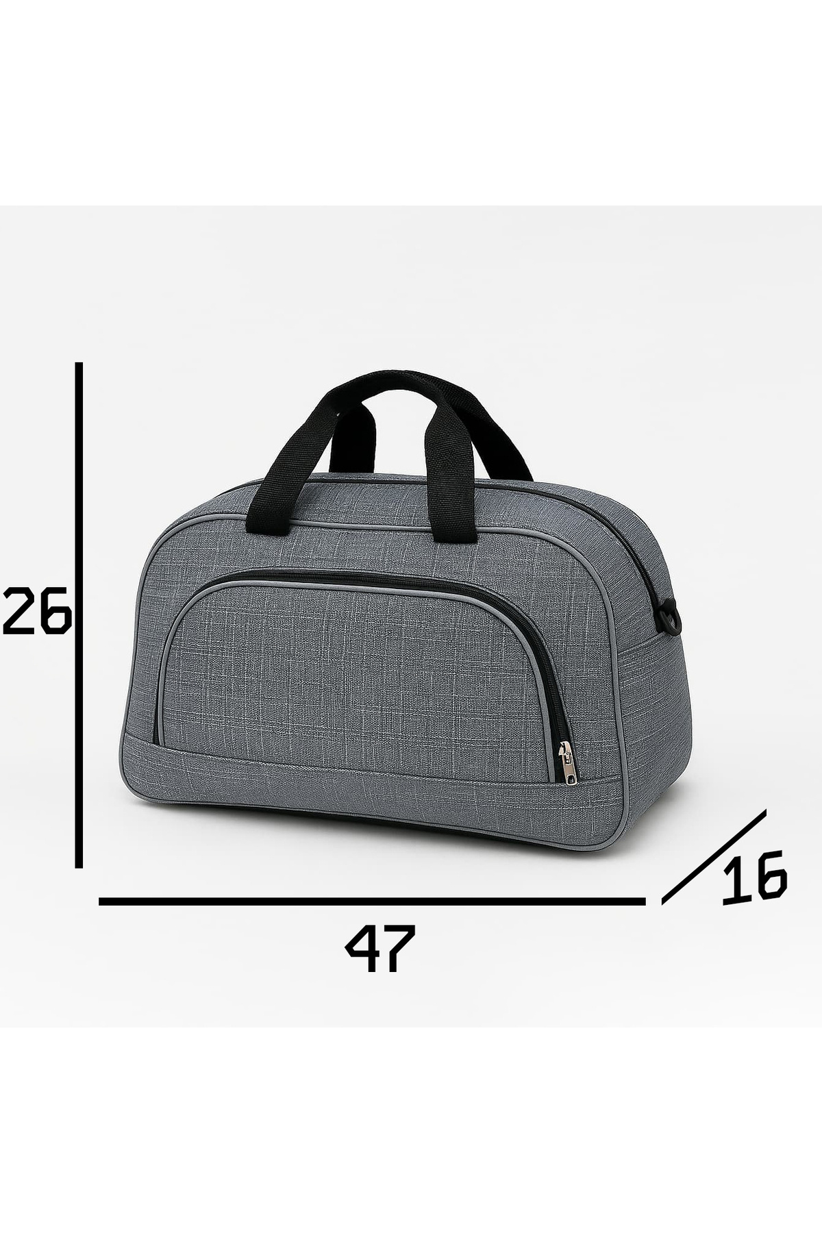 Öntan Çanta  El Ve Omuz Askılı Unisex Seyahat Çantası EL Valizi Küçük Boy Gri Spor Çantası - Görsel 3