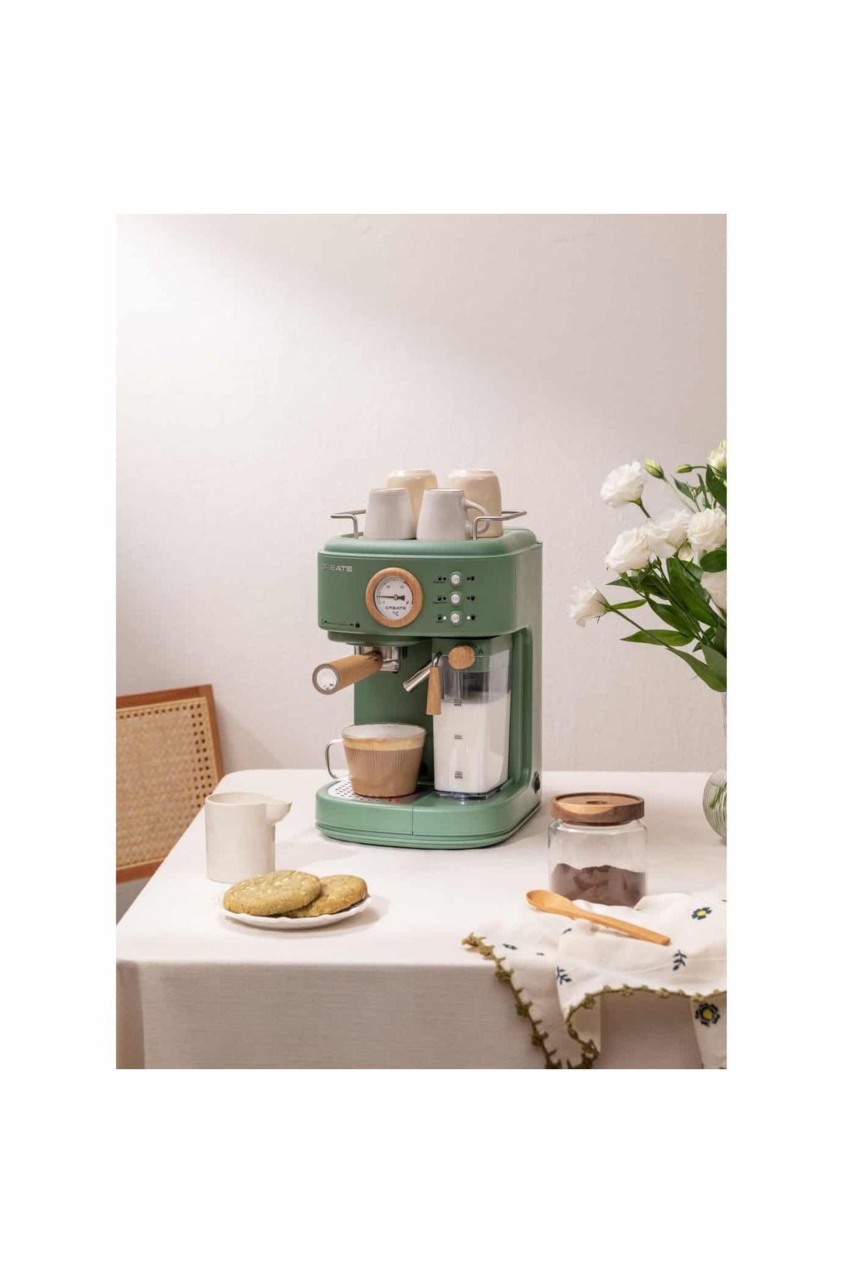 Create-Retro semi-automatic espresso machine, CREATE, Thera Retro Pro, sage 2