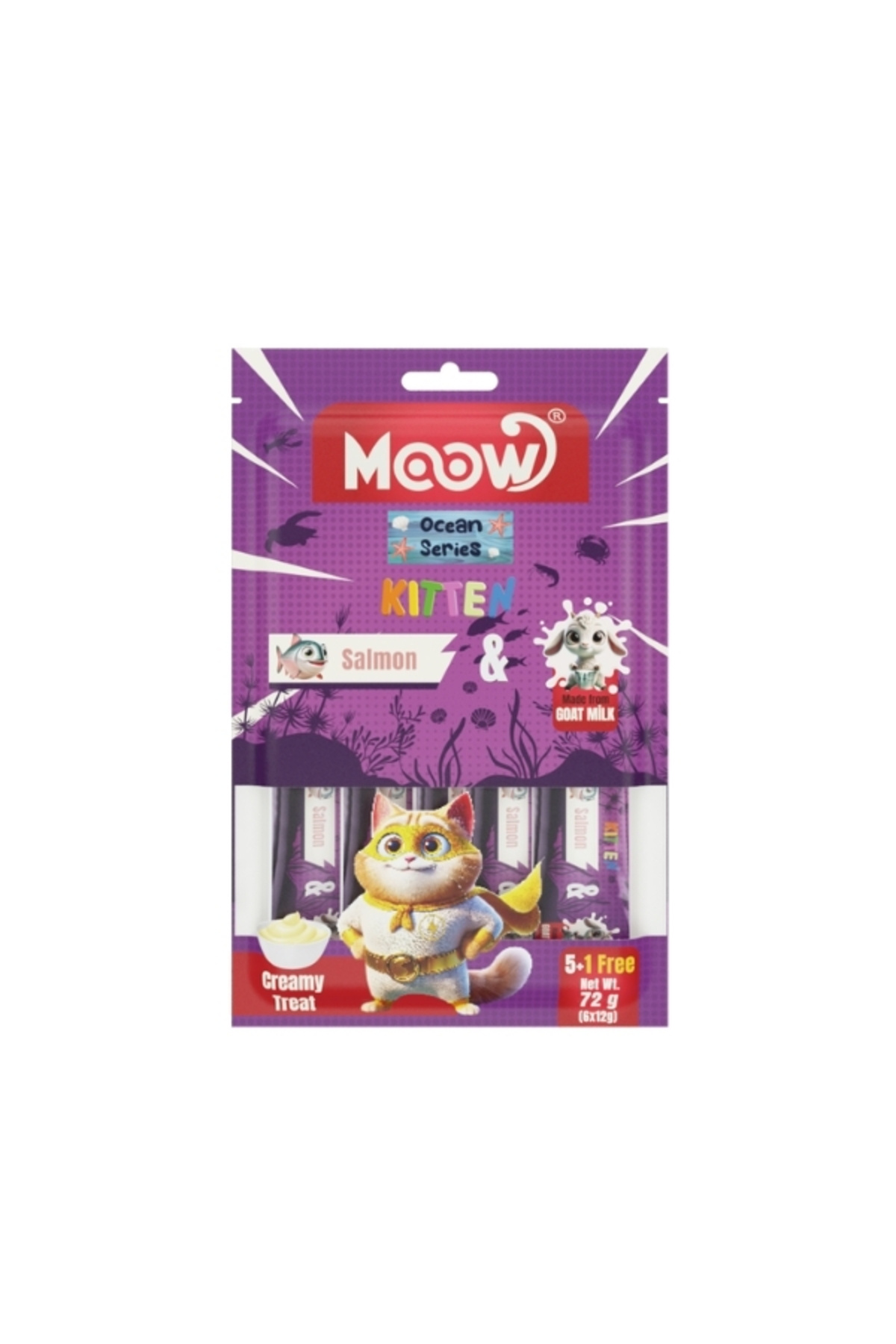 Moow Somonlu ve Keçi Sütlü Yavru Sıvı Kedi Ödül Maması 6x12 Gr