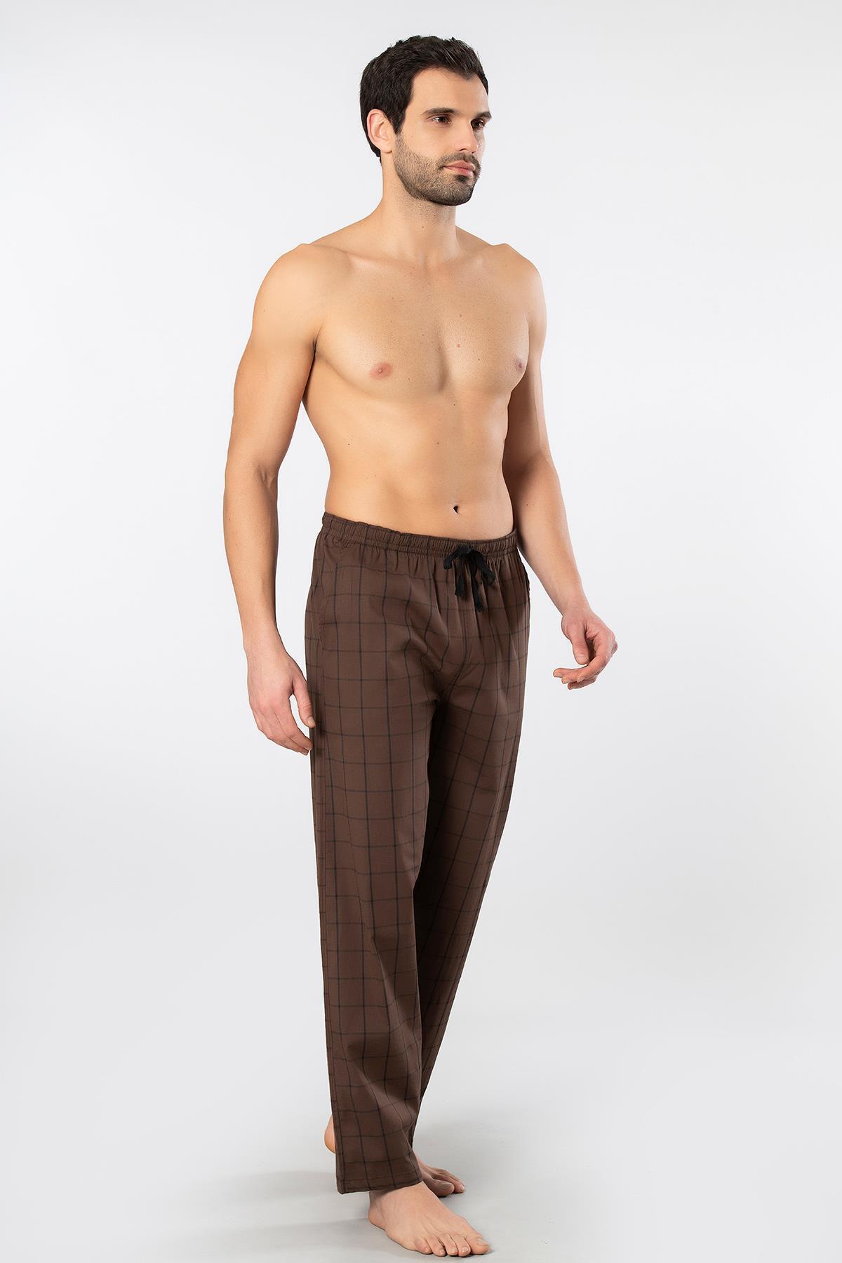 Cacharel Ekoseli Cepli Alt Pijama, %95 pamuk %5 likralı