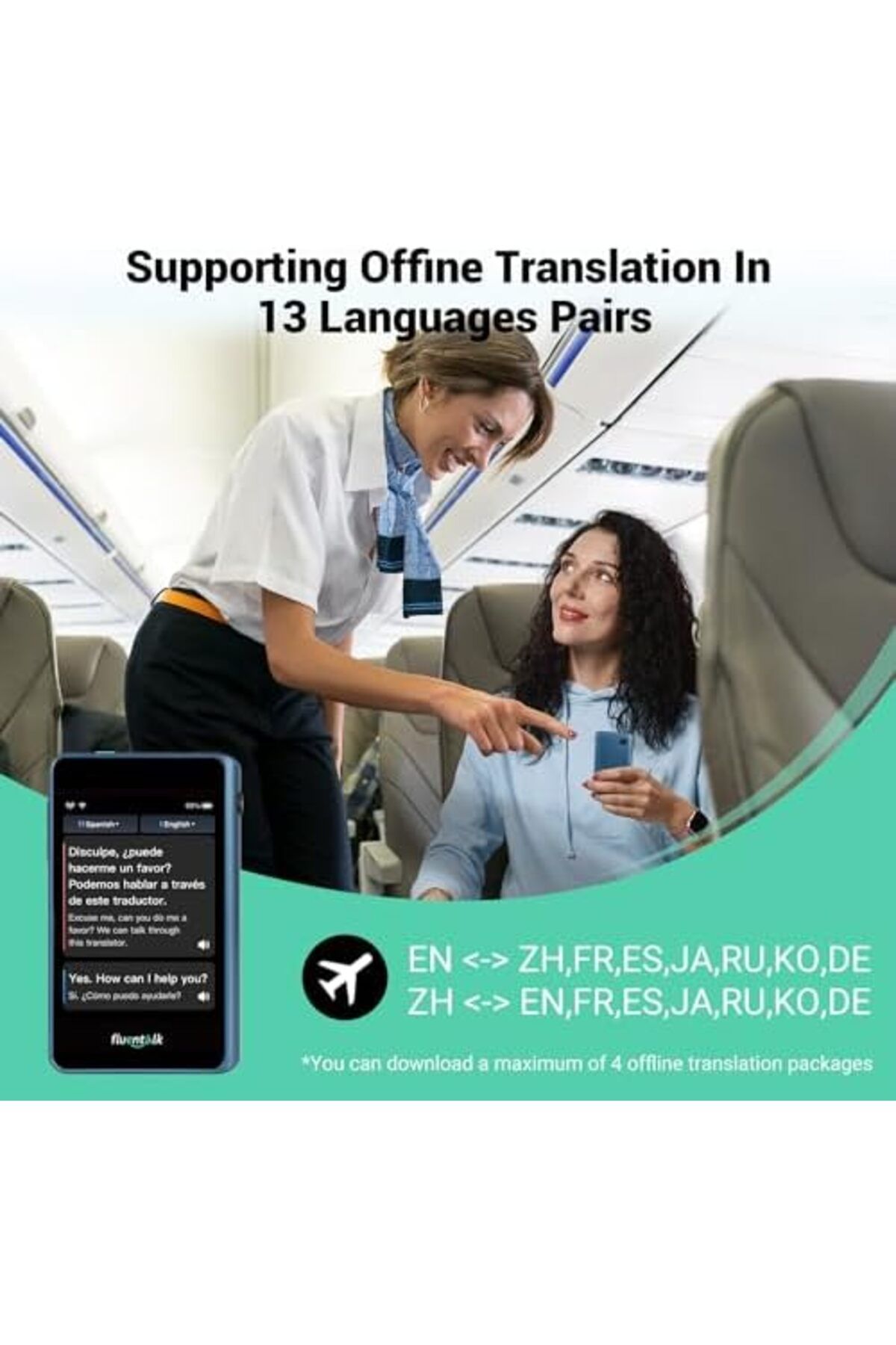 Fluentalk-جهاز الترجمة الفورية Timekettle T1 Mini مع بيانات عالمية لمدة عام واحد (أزرق) 6