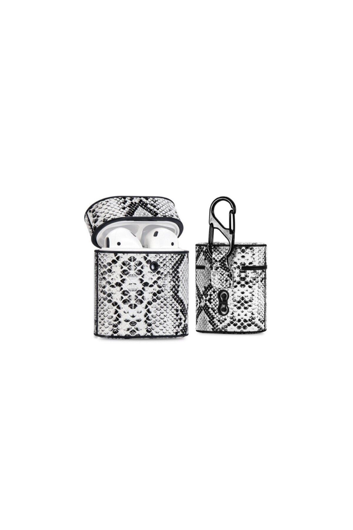 SOHO-Snake leather pattern case for Apple AirPods 1/2, leather, White 4