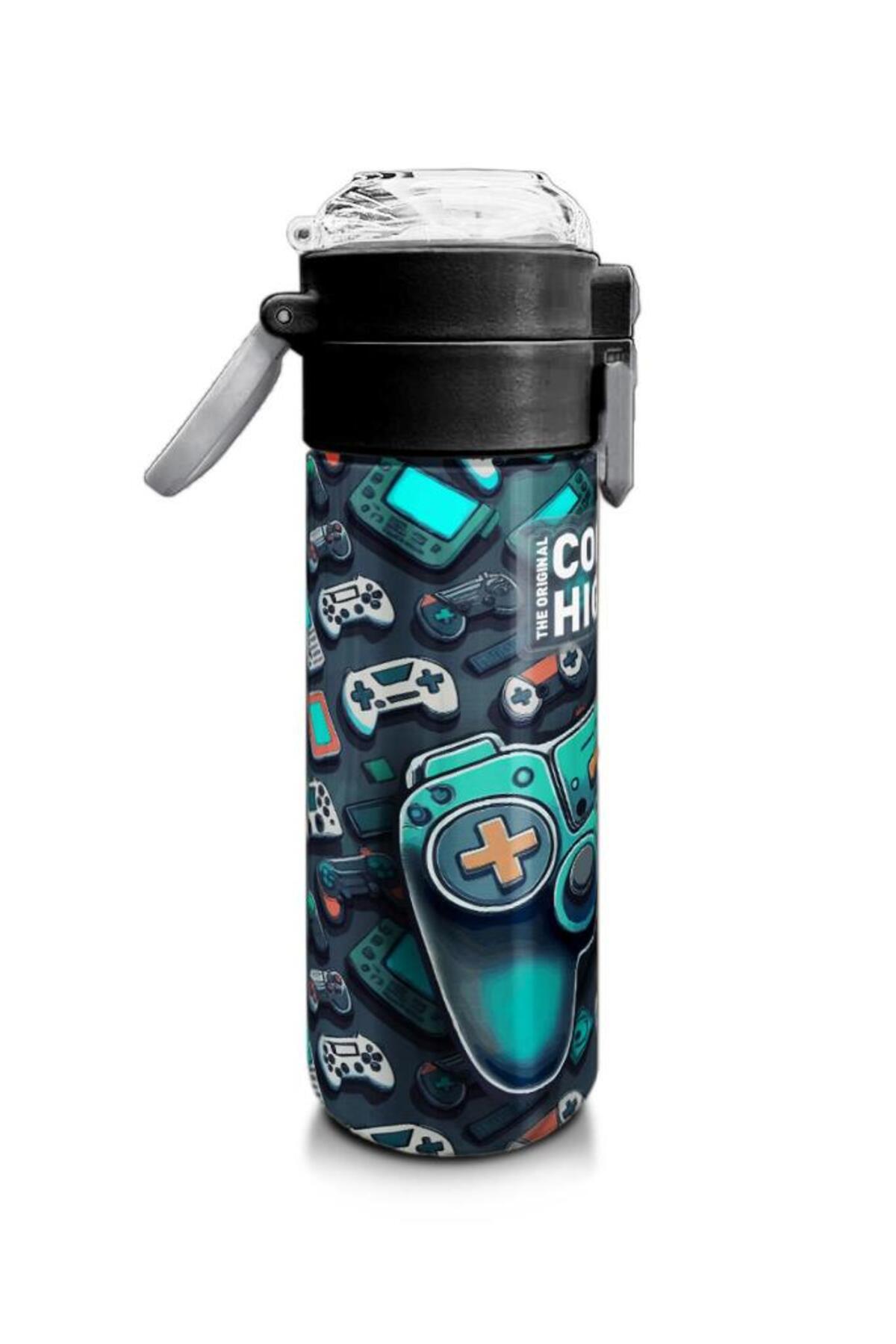 Kids Nefti Gamer Desenli Pipetli ve Direkt İçim Çelik Termos 500 ml 31861