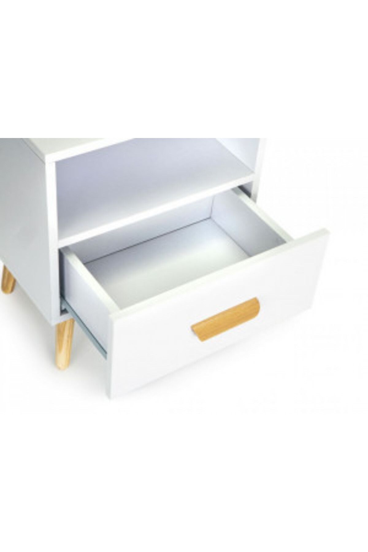 Modern home-Bedside table with drawer and storage compartment, 49 x 30 x 40 cm, Modern Home, white 6