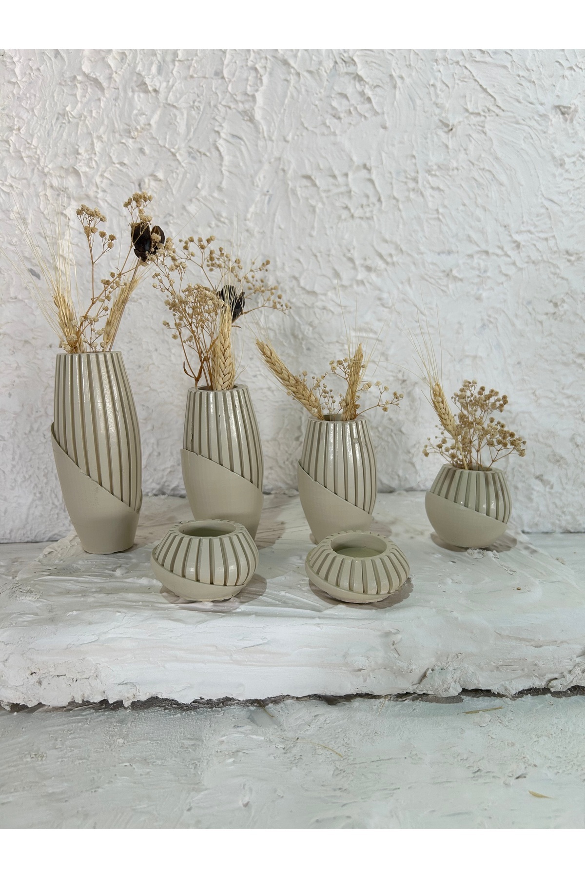 Zigzag Home-Decorative 6 Piece Bohemian Style Vase and Candle Holder Set, Sequential Size 4 Piece Vase Set with 2 Piece Candle Holder 5