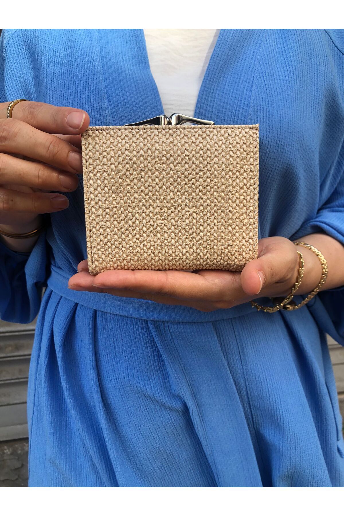 H&D COLLECTİON-Very Stylish Lock Detailed Small Size Wallet with Coin Compartment 8056 4