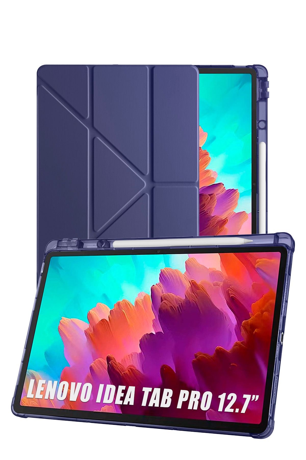 Nezih Case-Lenovo Idea Tab Pro 12.7” Tb373Fu Compatible Tri Folding Smart Case with Pen Compartment and Sleep Mode 1